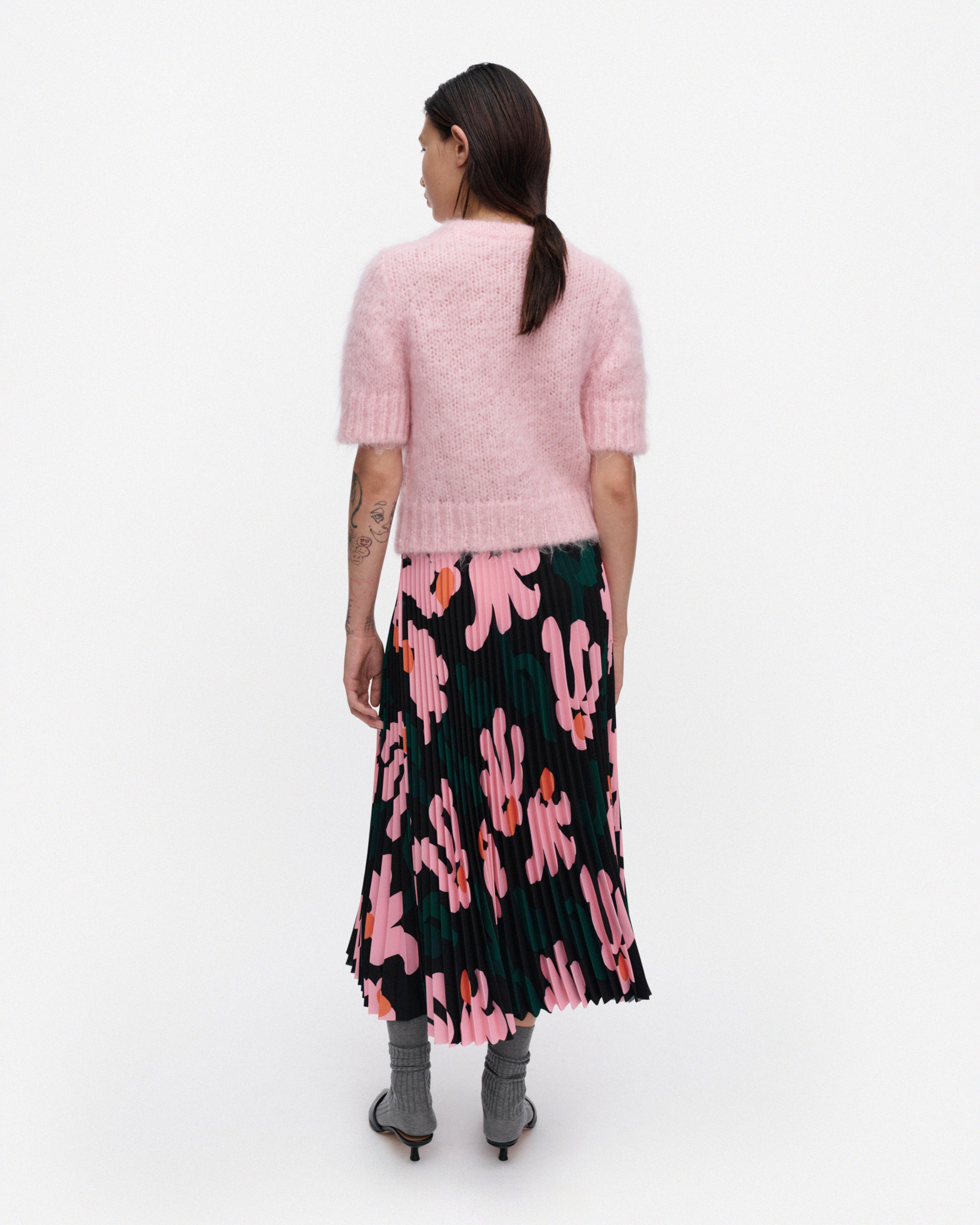 Pii Kukkahattu, Skirt, black, light pink, dark green,