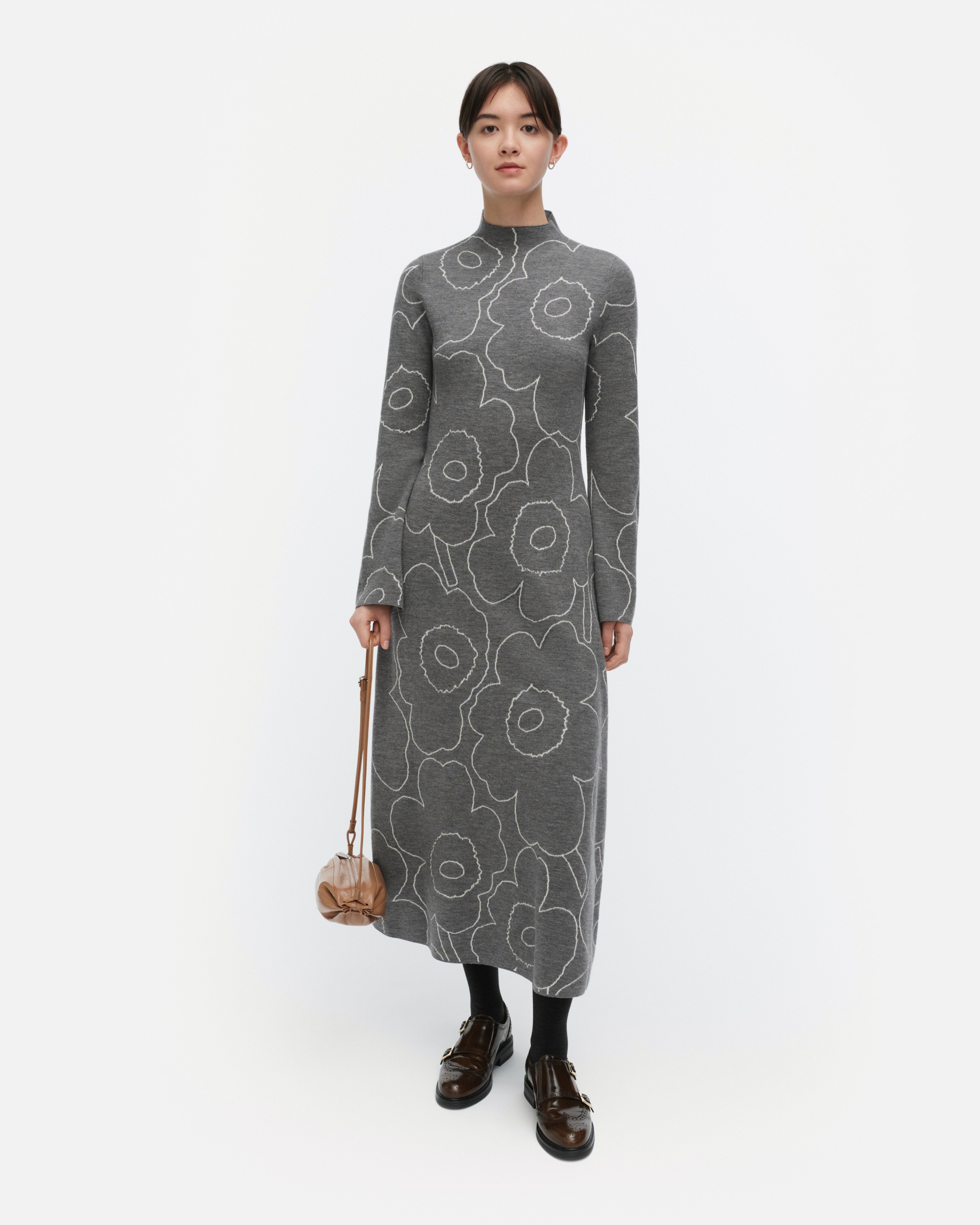 Willat Piirto Unikko, Knitted dress, dark grey, off white,