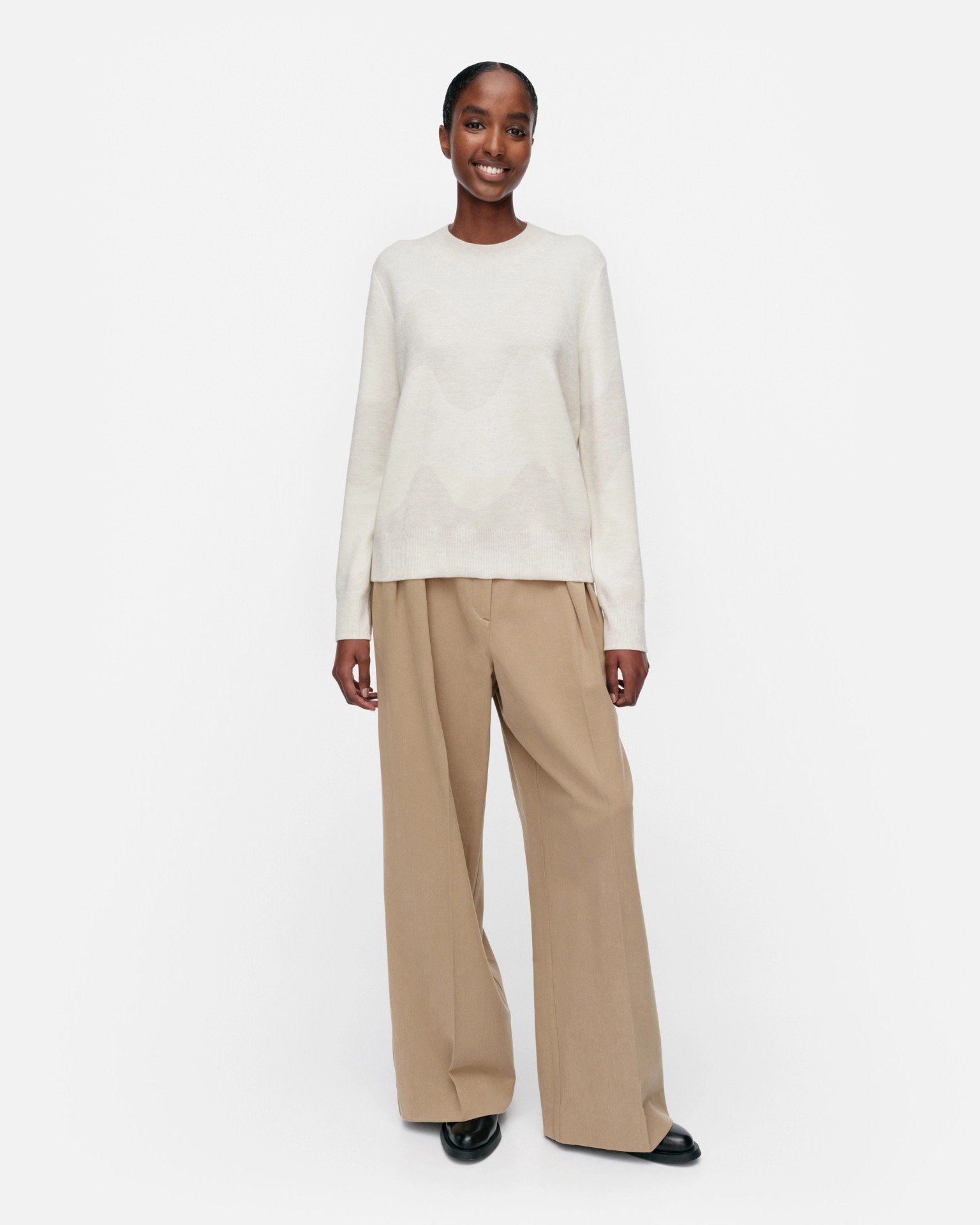 Koolaus Lokki, Knitted wool sweater, off-white, light grey,