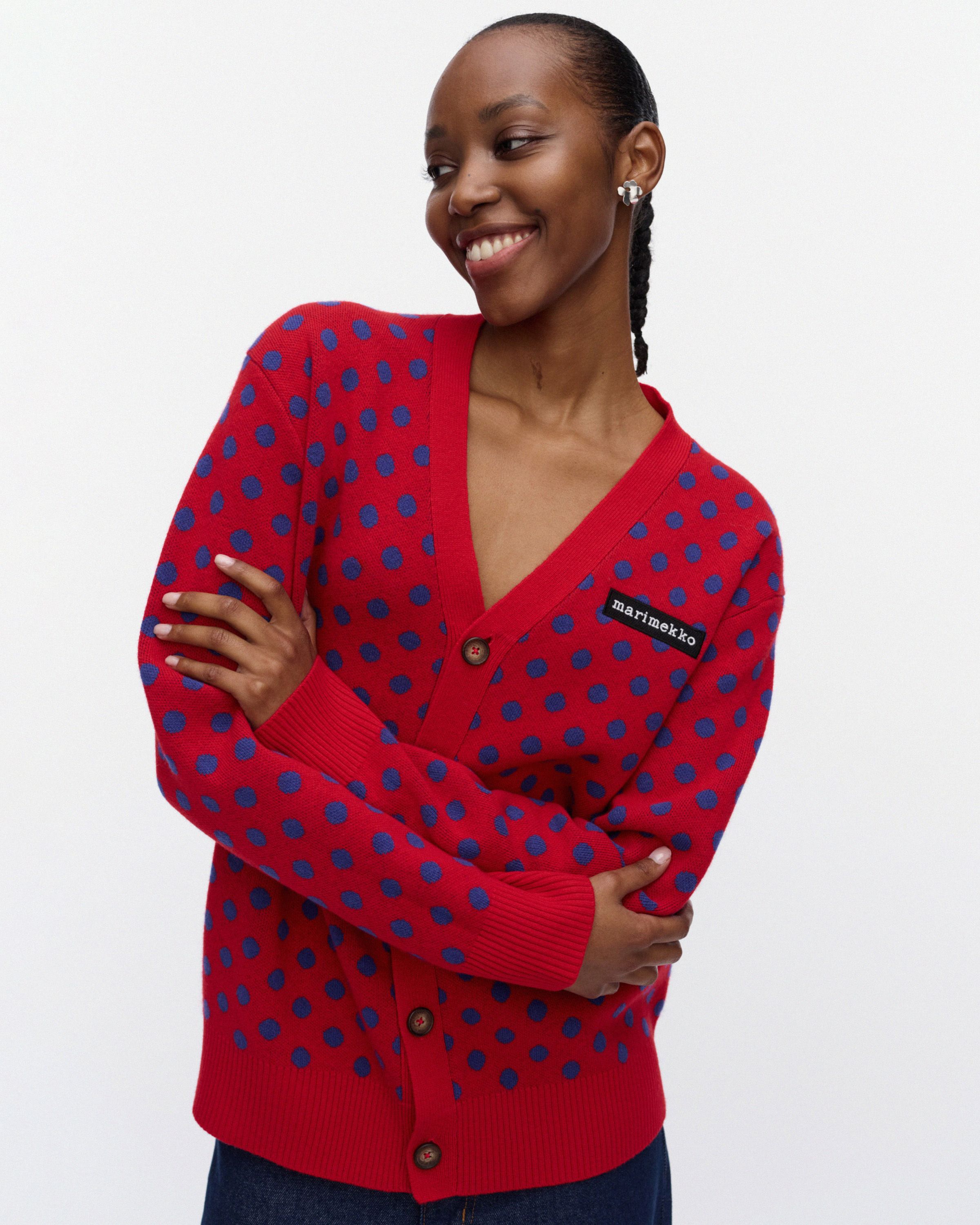 Rws Sif Pallo Kioski knitted cardigan red, blue | Marimekko