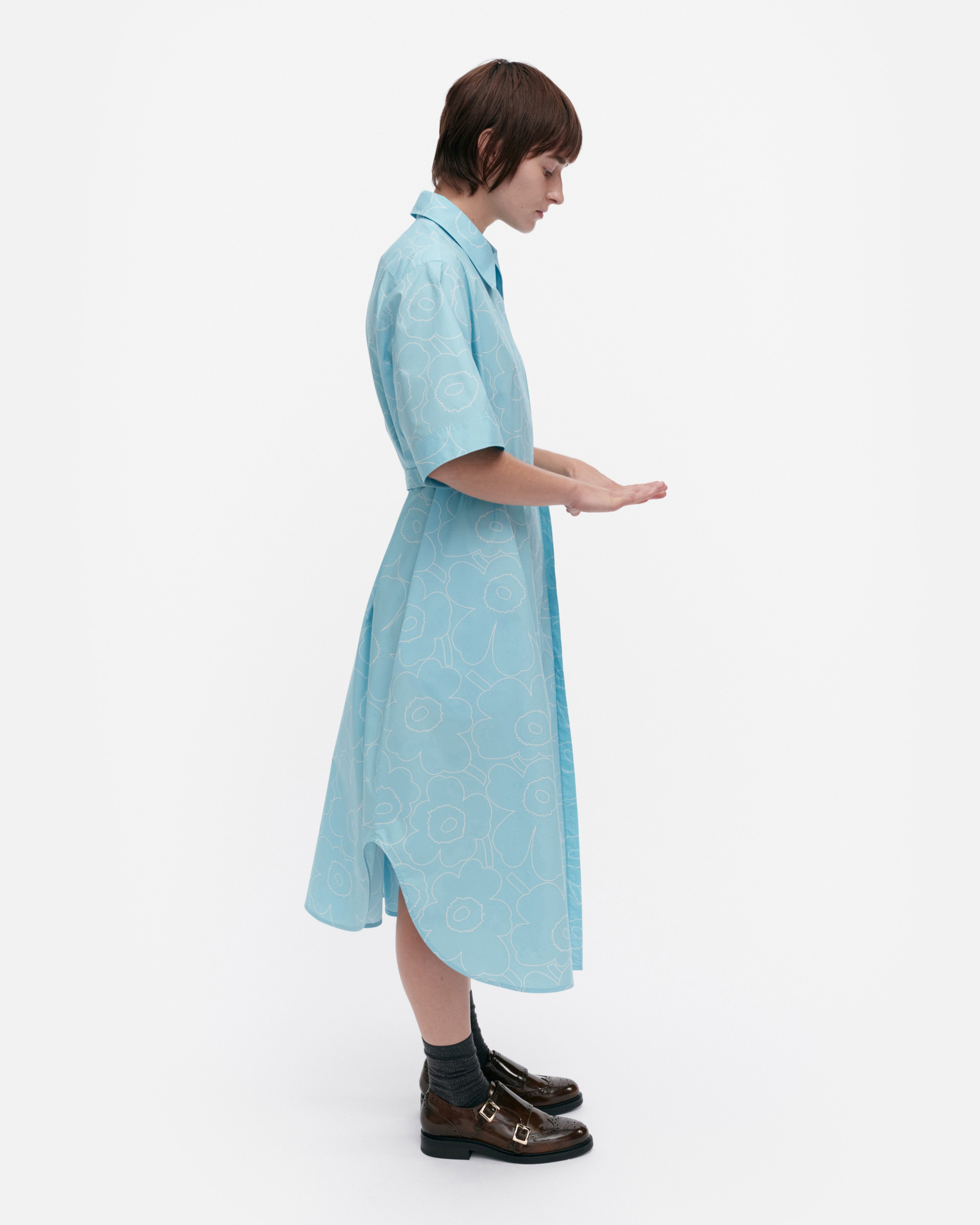 Popliini Piirto Unikko, Dress, blue, off white,