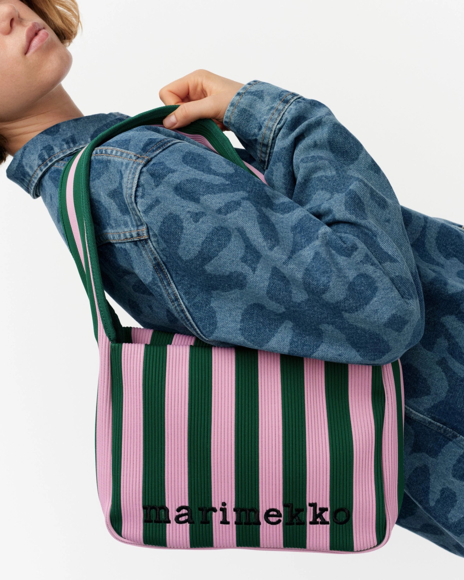 Knitted Shoulderbag Merirosvo, Shoulder bag, pink, dark green,