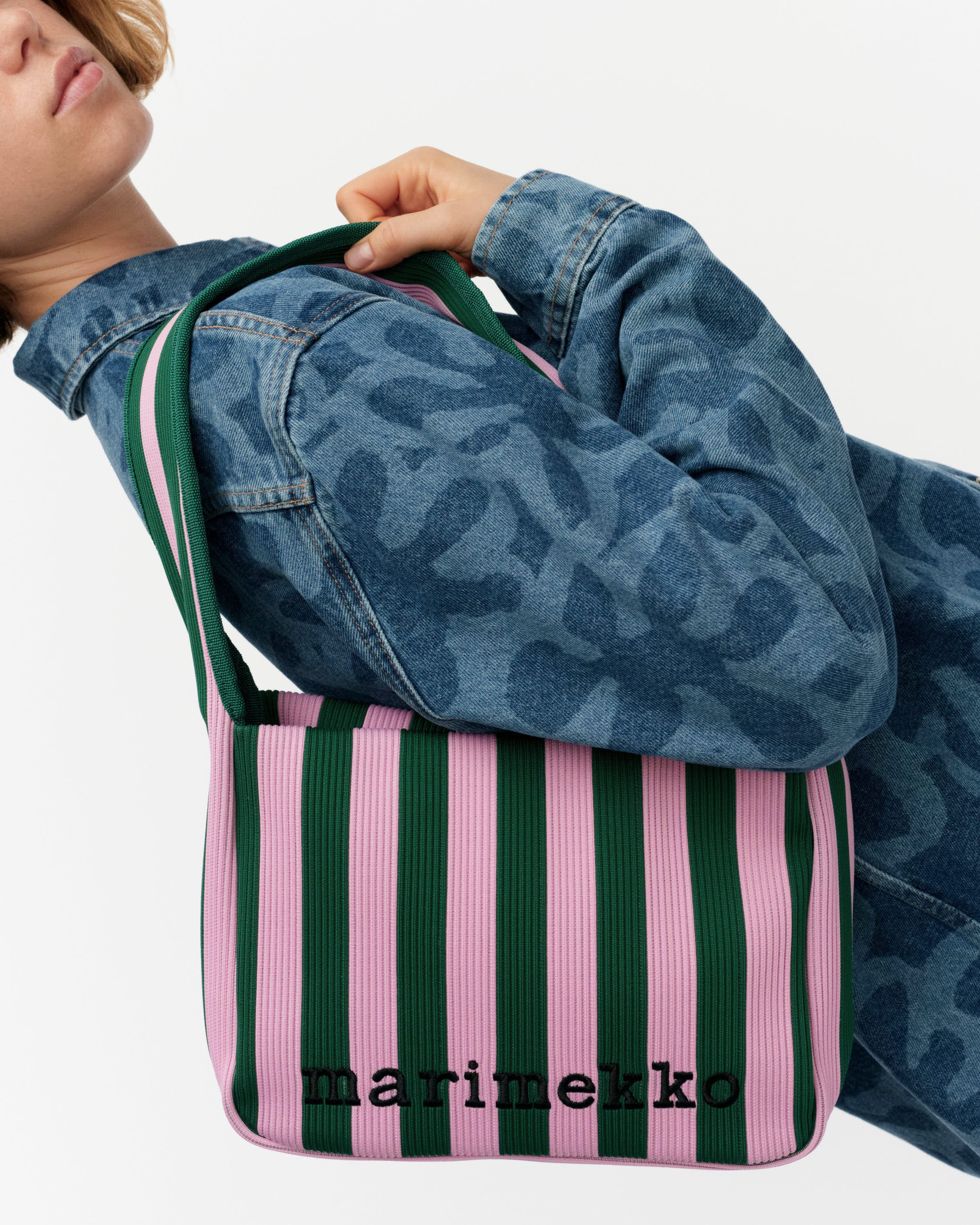 Knitted Shoulderbag Merirosvo, Shoulder bag, pink, dark green,