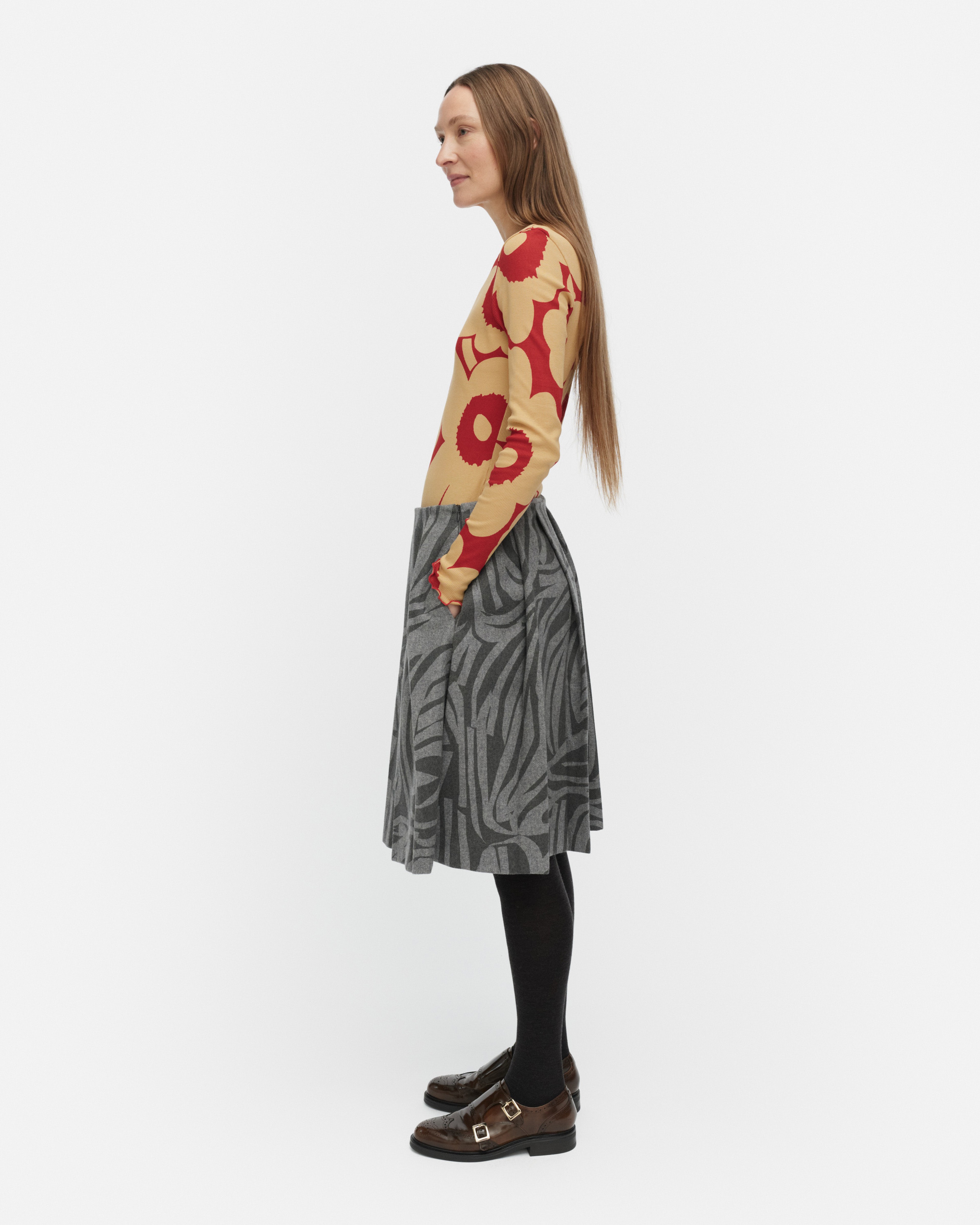 Daalia Jokuraita, Skirt, grey, light grey,