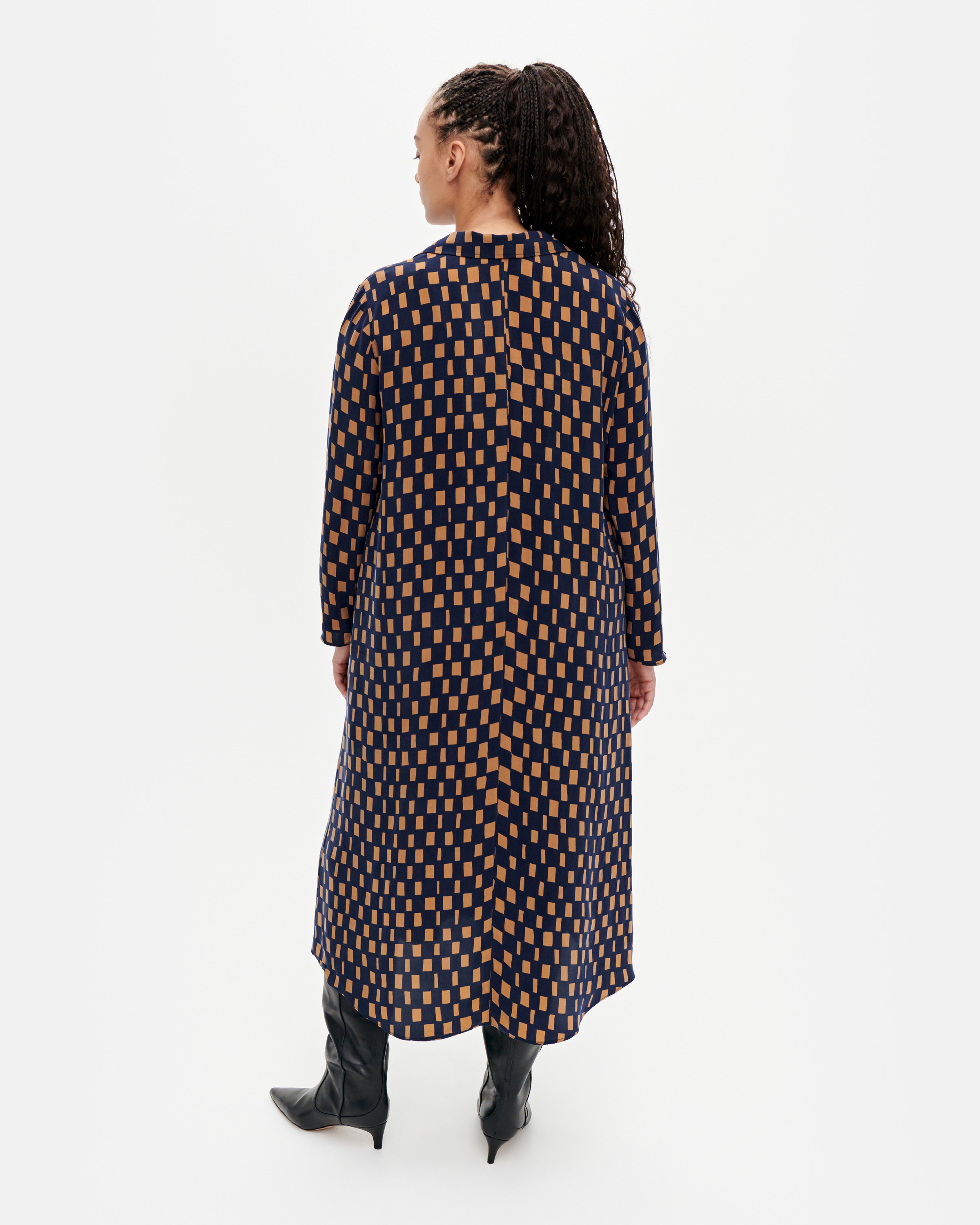 Maisol Noppa, Cupro dress, blue, brown,