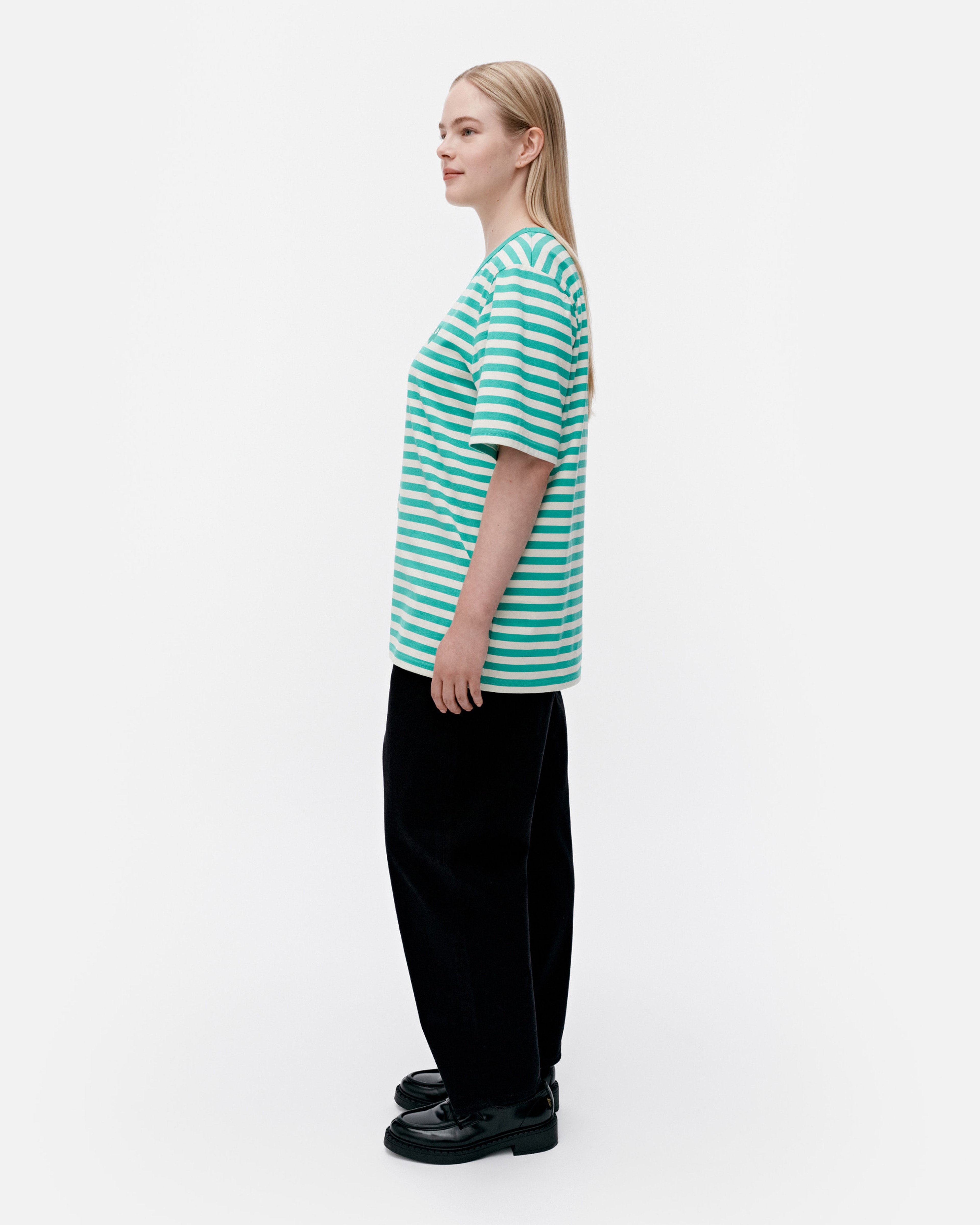 Tasaraita Unisex, T-shirt, mint green, off white,