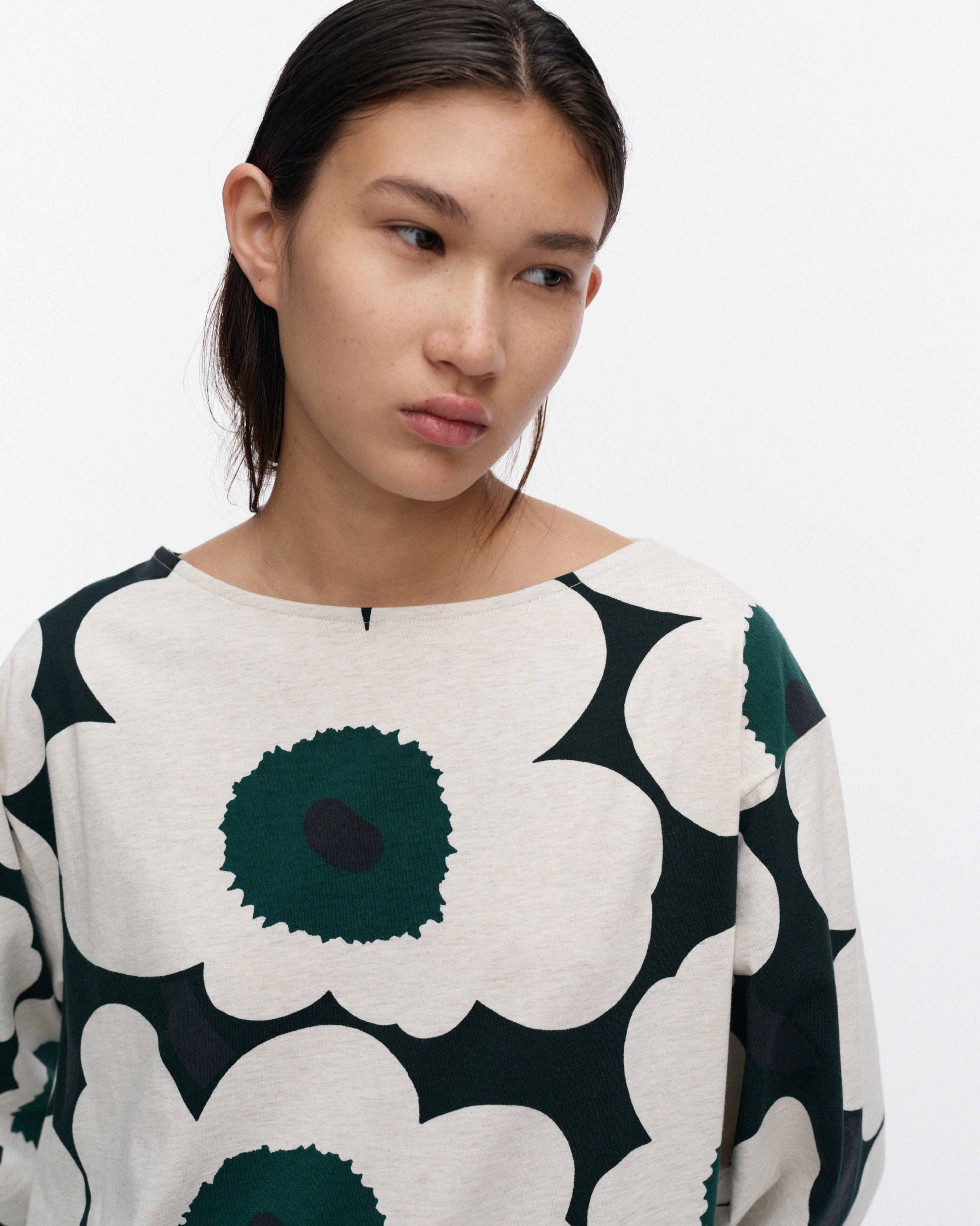 Huljua Unikko, Trikoopaita, tummanvihr., meleerattu beige,