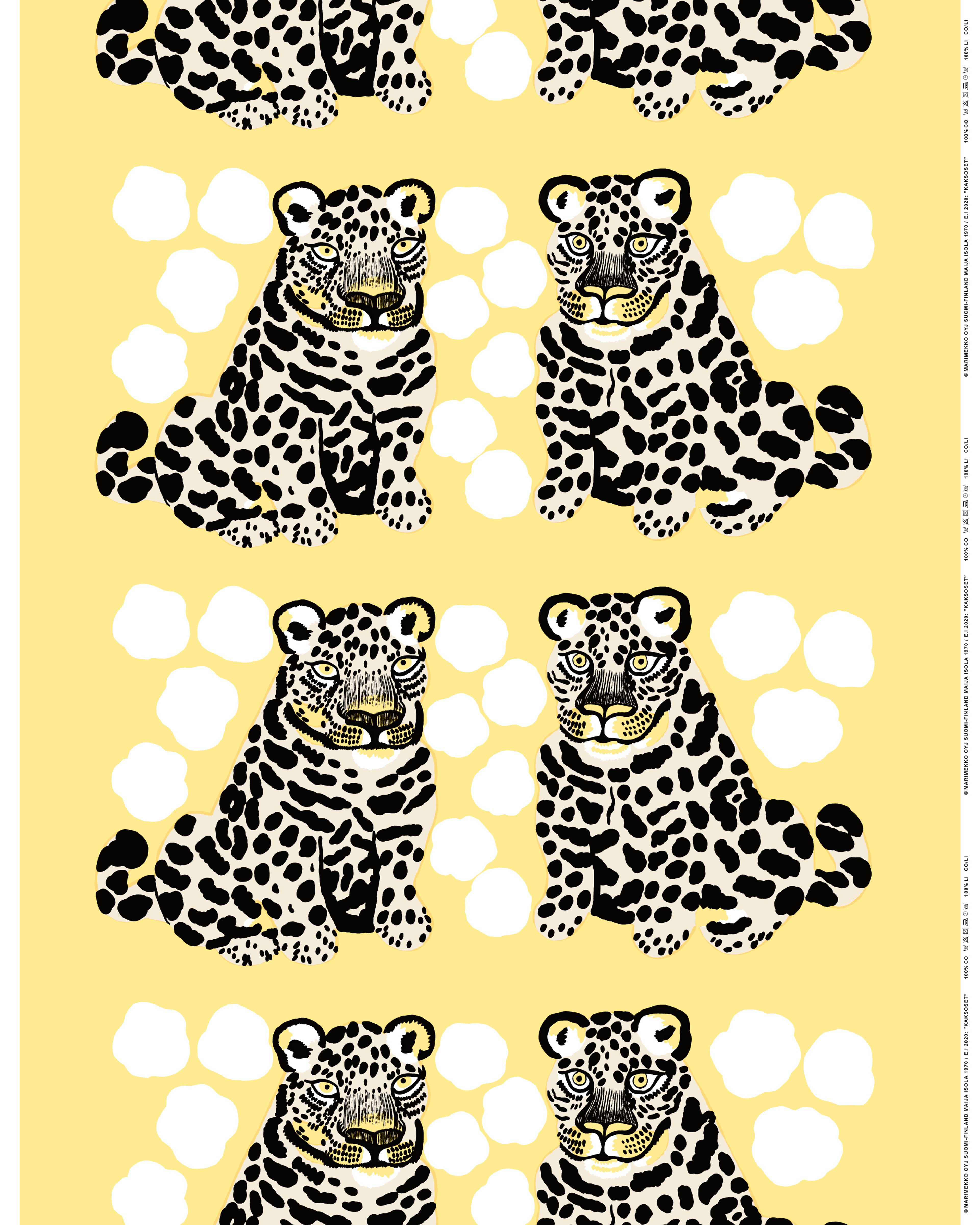 Kaksoset, Cotton fabric, light yellow, black, greige,