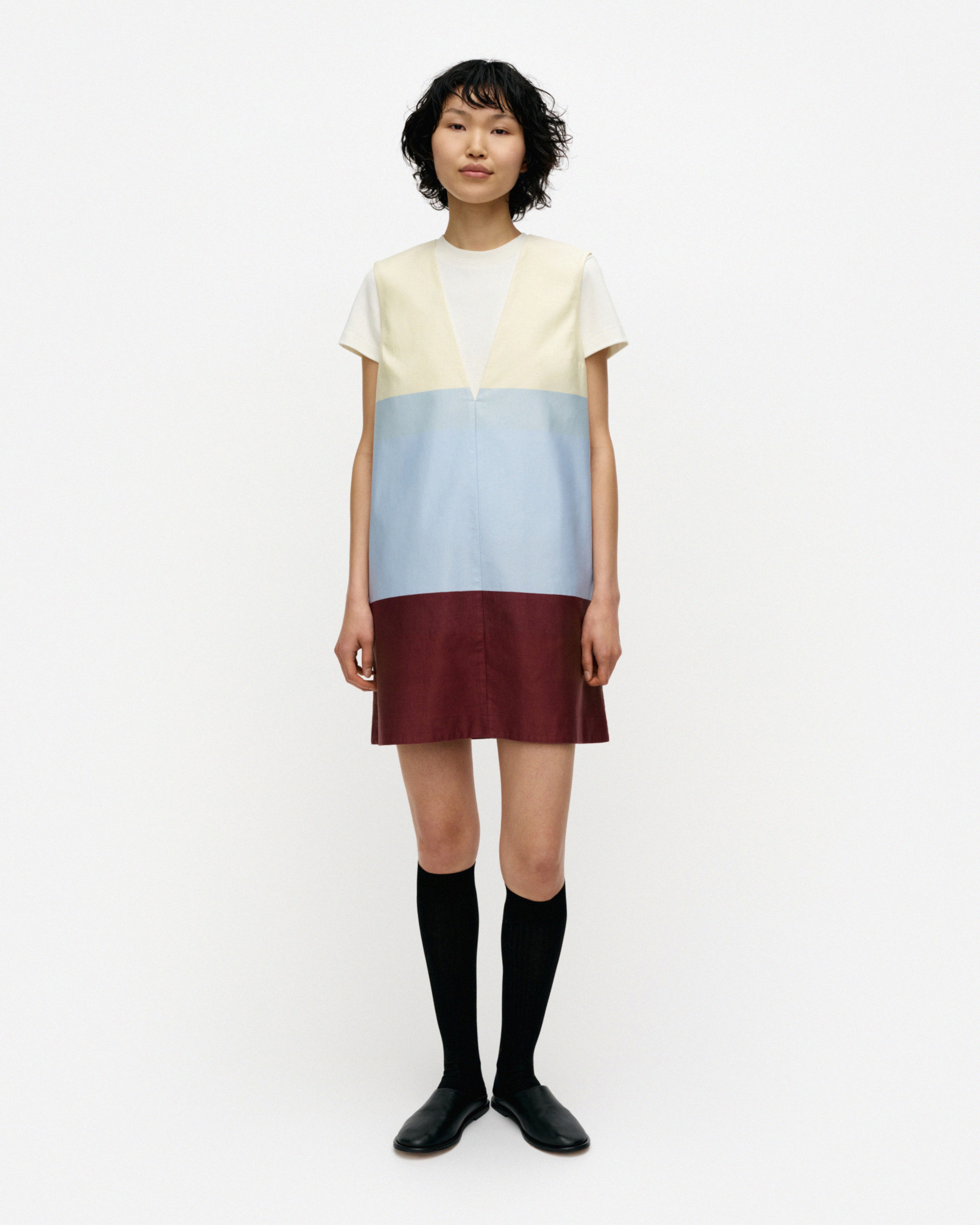 Kiuru Hennika, Dress, lt. yellow, lt. blue, wine red,