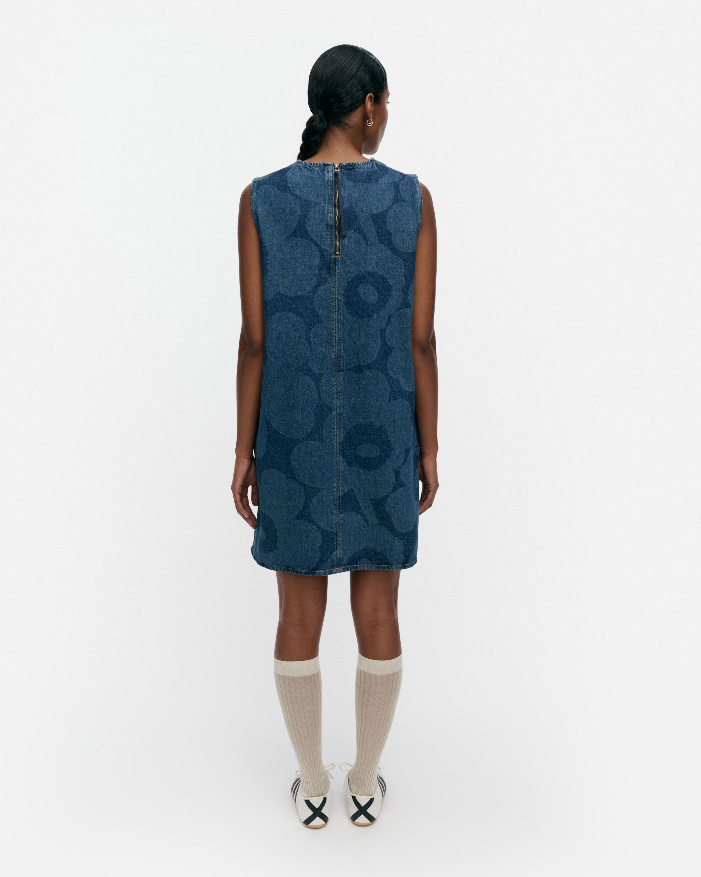 Maridenim Somasti Unikko denim dress mid indigo | Marimekko