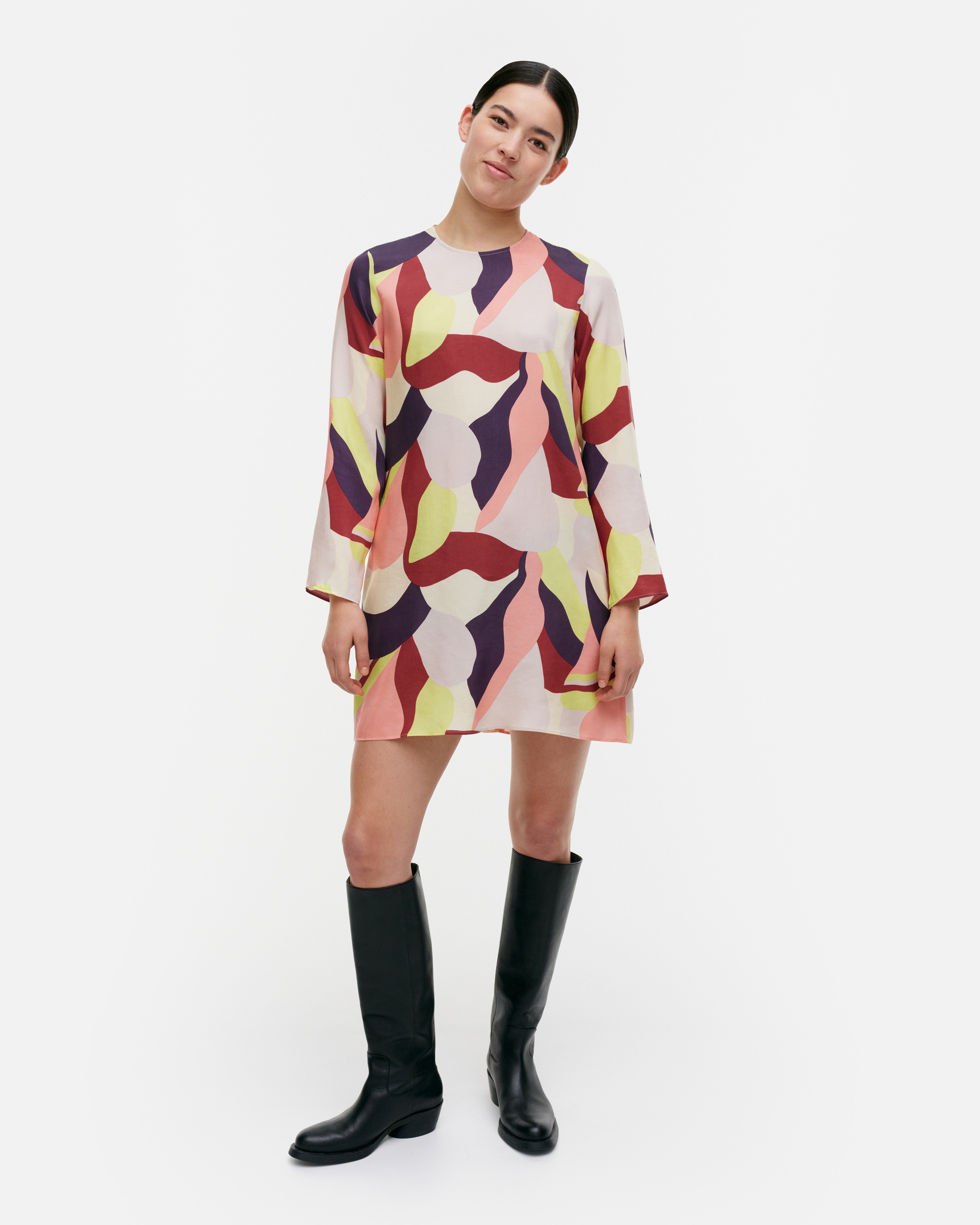 Kehä Kamelia, Dress, red, grey, lt.pink, lt.yellow,