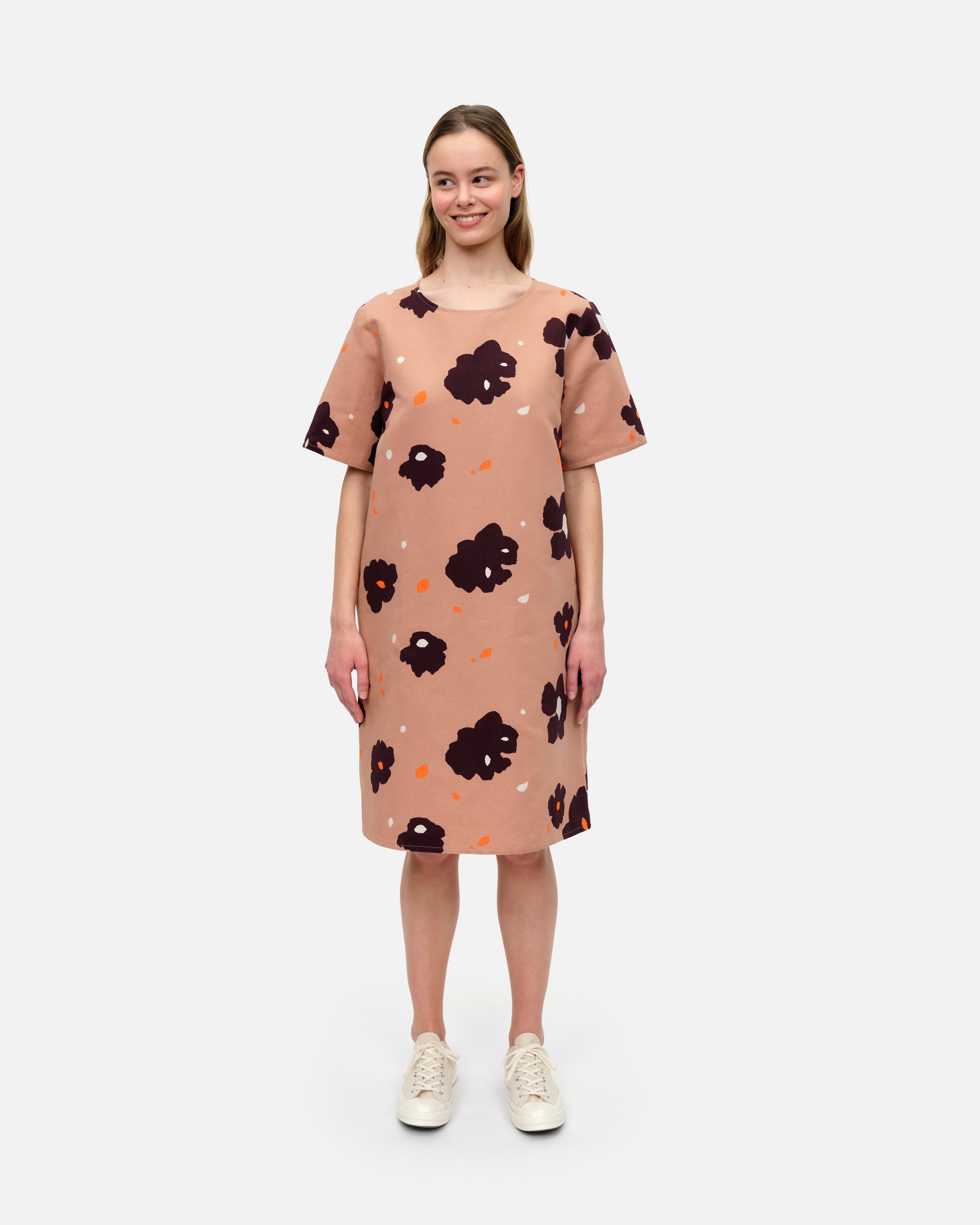 Avaus Lennokki, Cotton linen dress, beige, brown, off white,