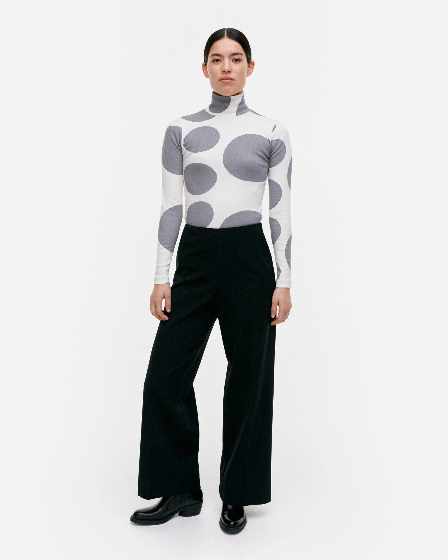Lumia Klaava, Rib turtleneck top, off white, grey,
