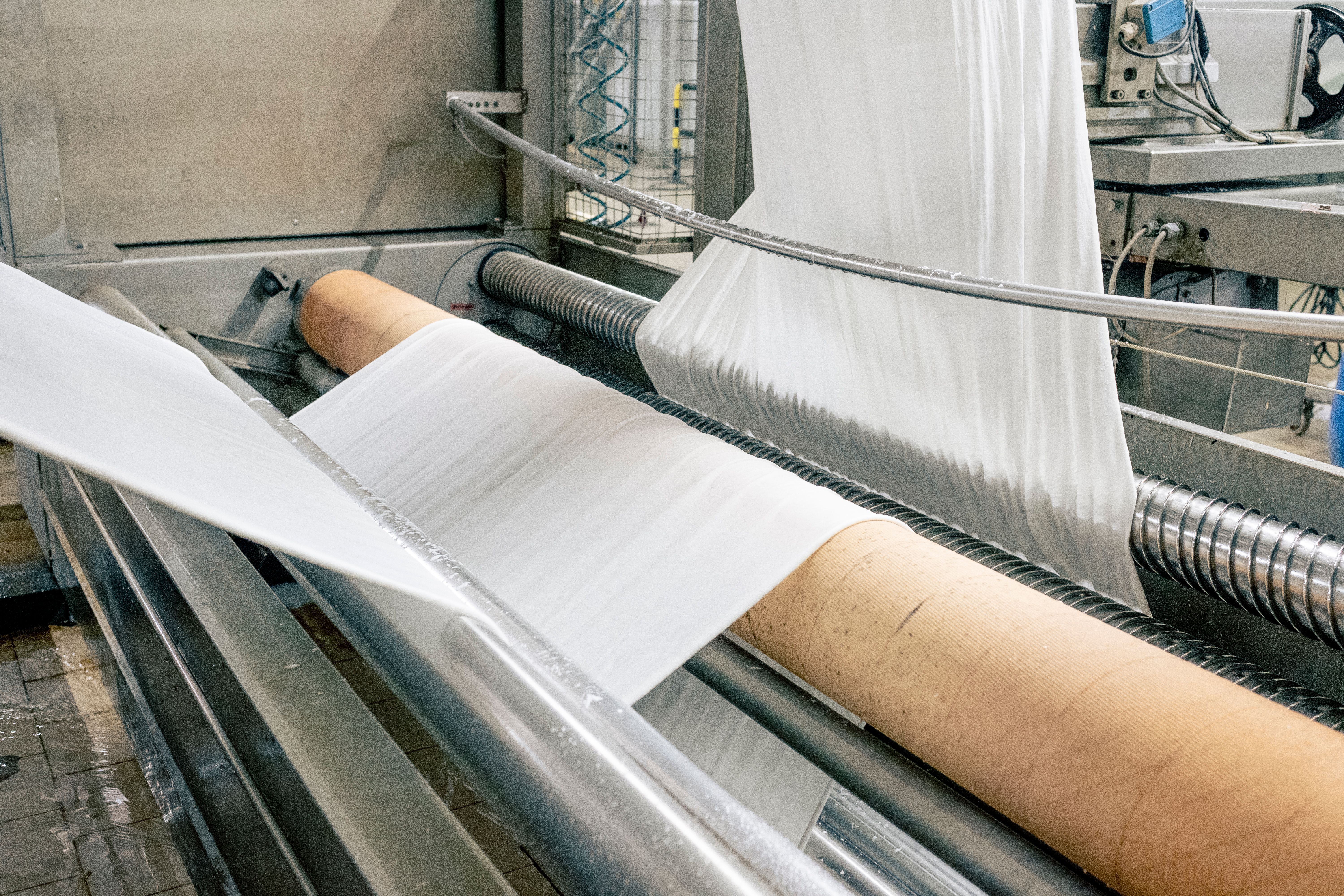 Fabric running in a production machine.