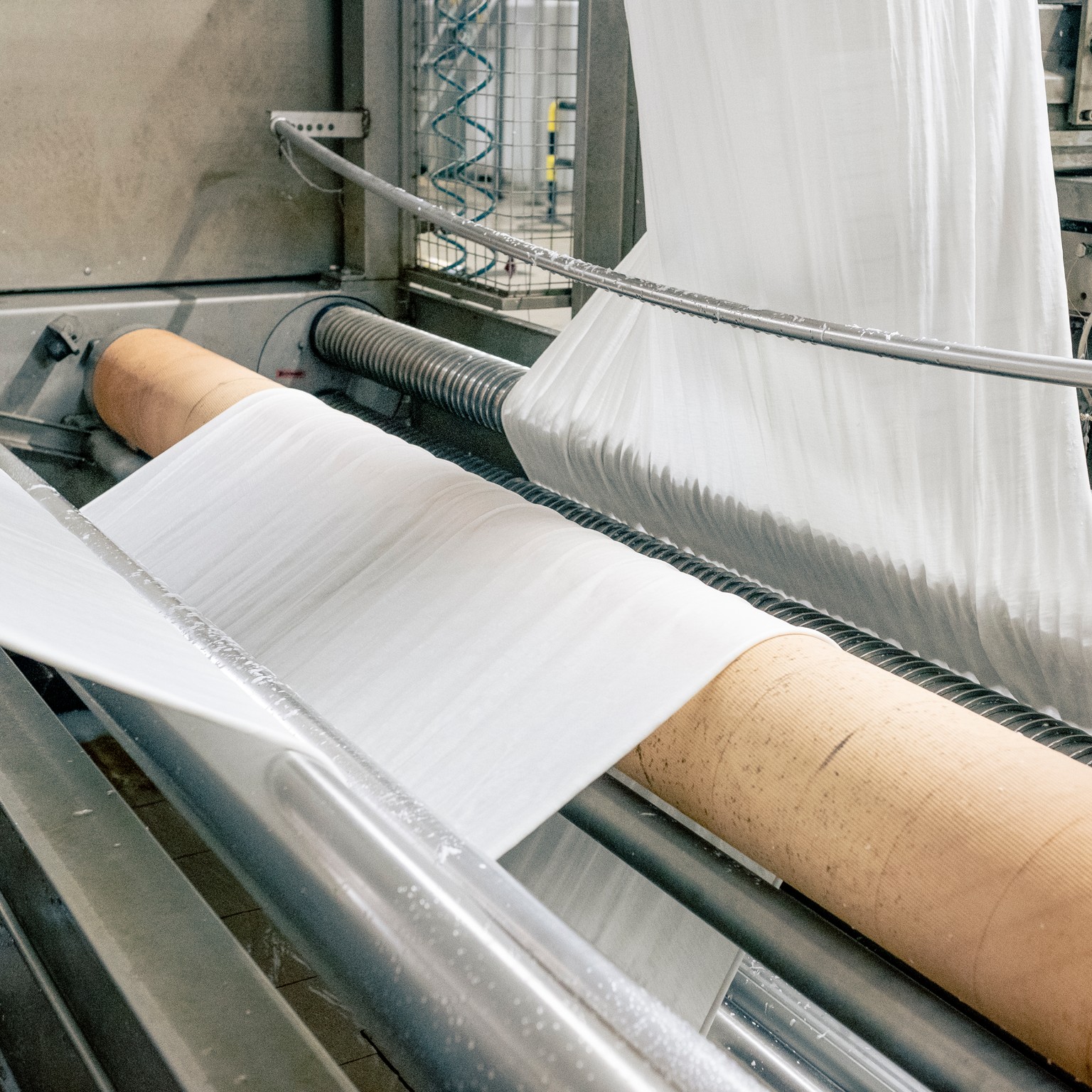 Fabric running in a production machine.