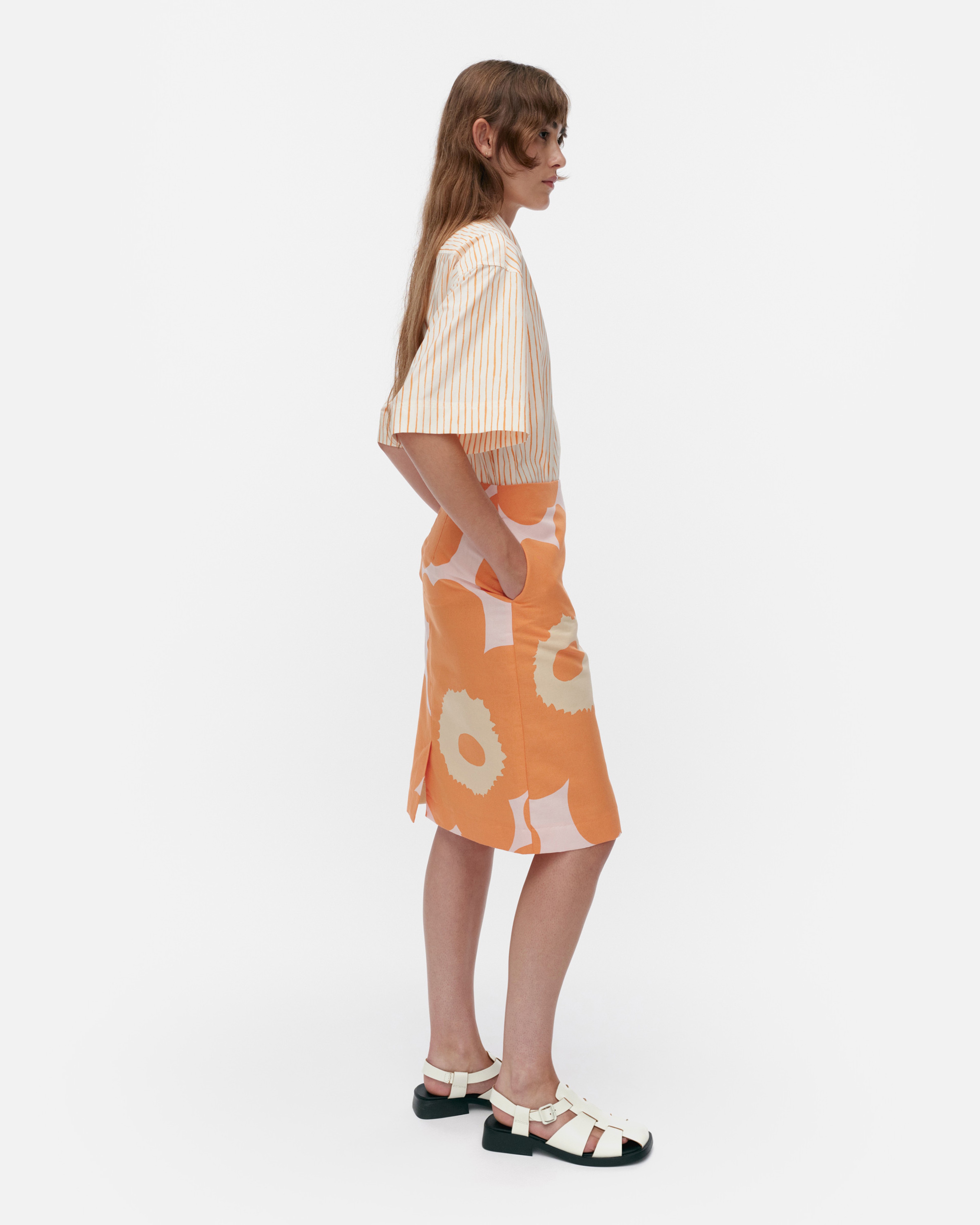 Ainoa Unikko, Skirt, orange, light pink, beige,