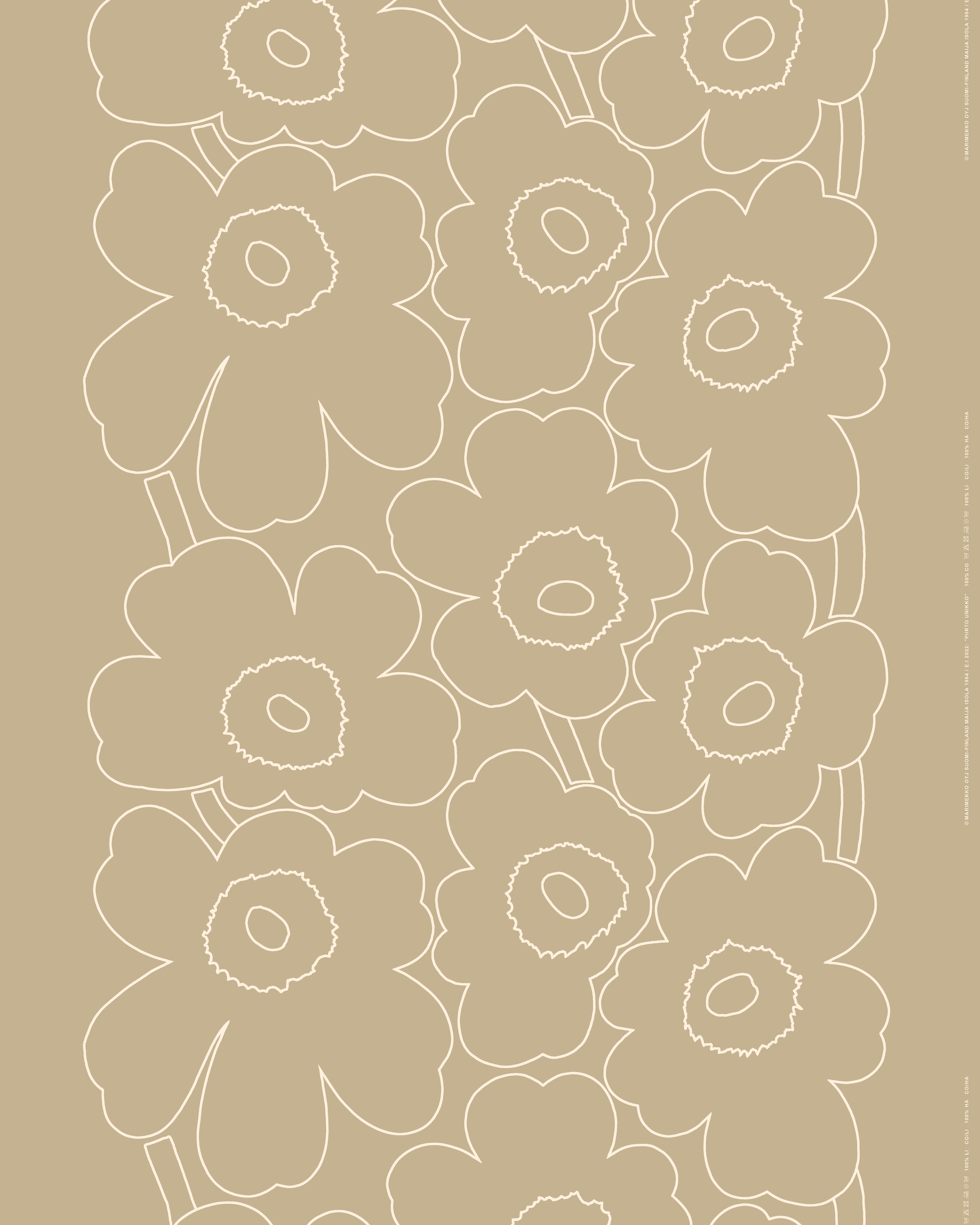 Piirto Unikko, Linen fabric, linen,white,