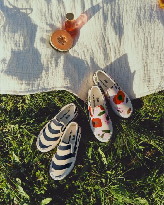 Uniqlo and Marimekko collaboration shoes in Ruukku and Lirinä patterns