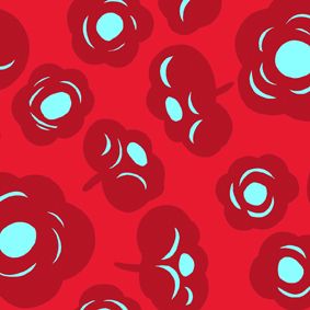 red, dark red, mint