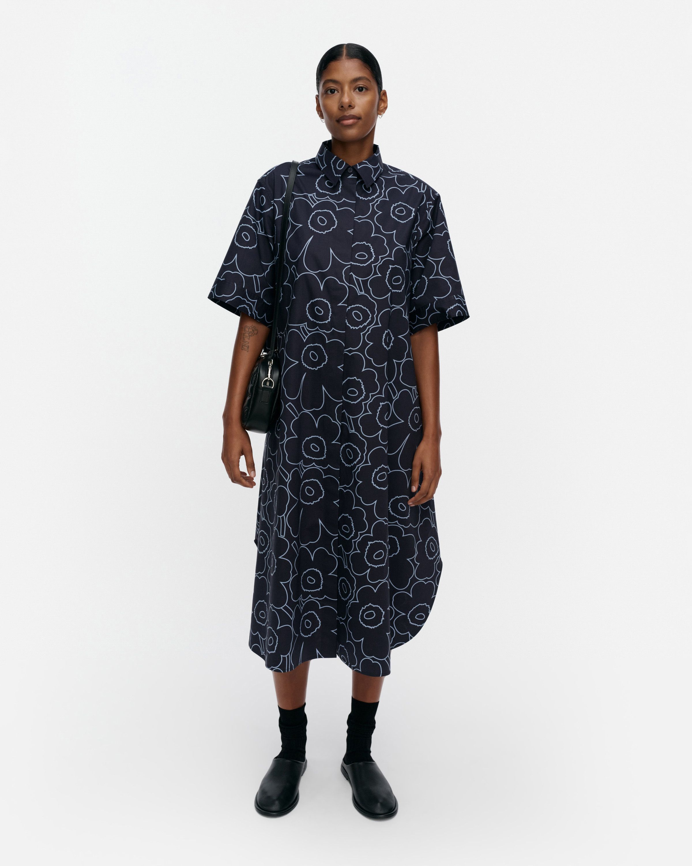 Maridenim Vaihe Unikko jean shirt mid indigo | Marimekko