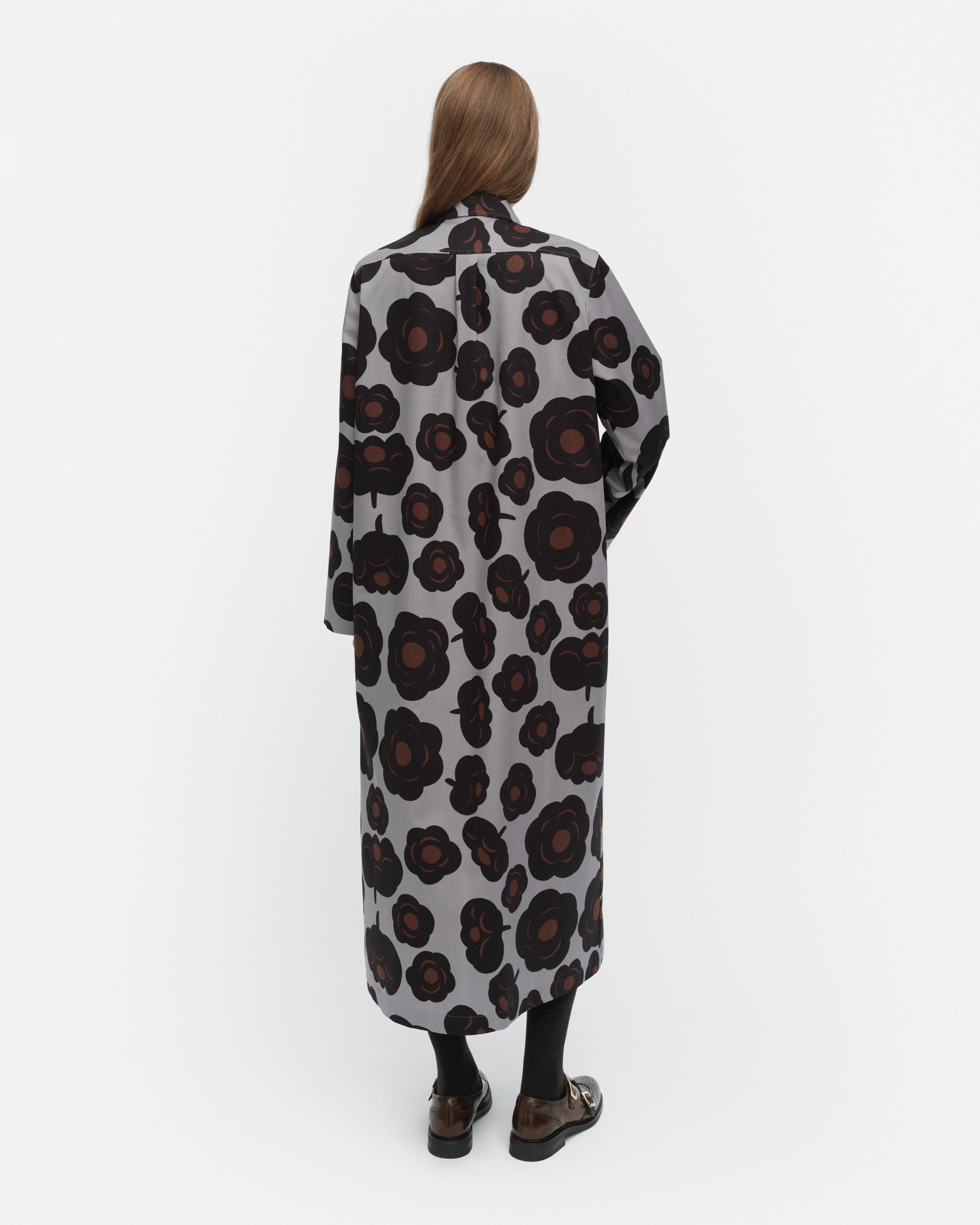 【美品】marimekko Musta tamma ワンピース　36　グレー 美品】marimekko Musta tamma ワンピース 36 グレー 美品