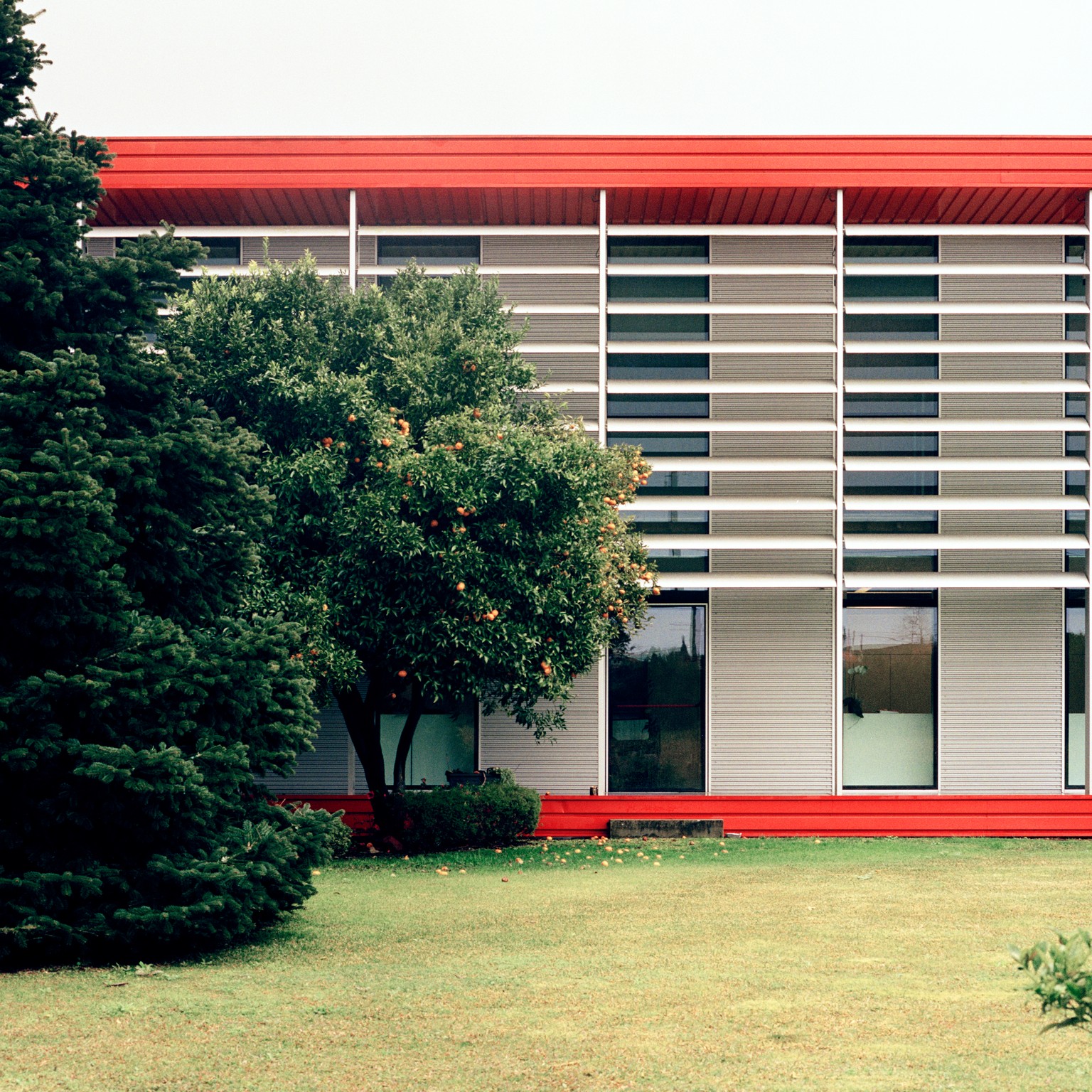 A production facility and some trees.