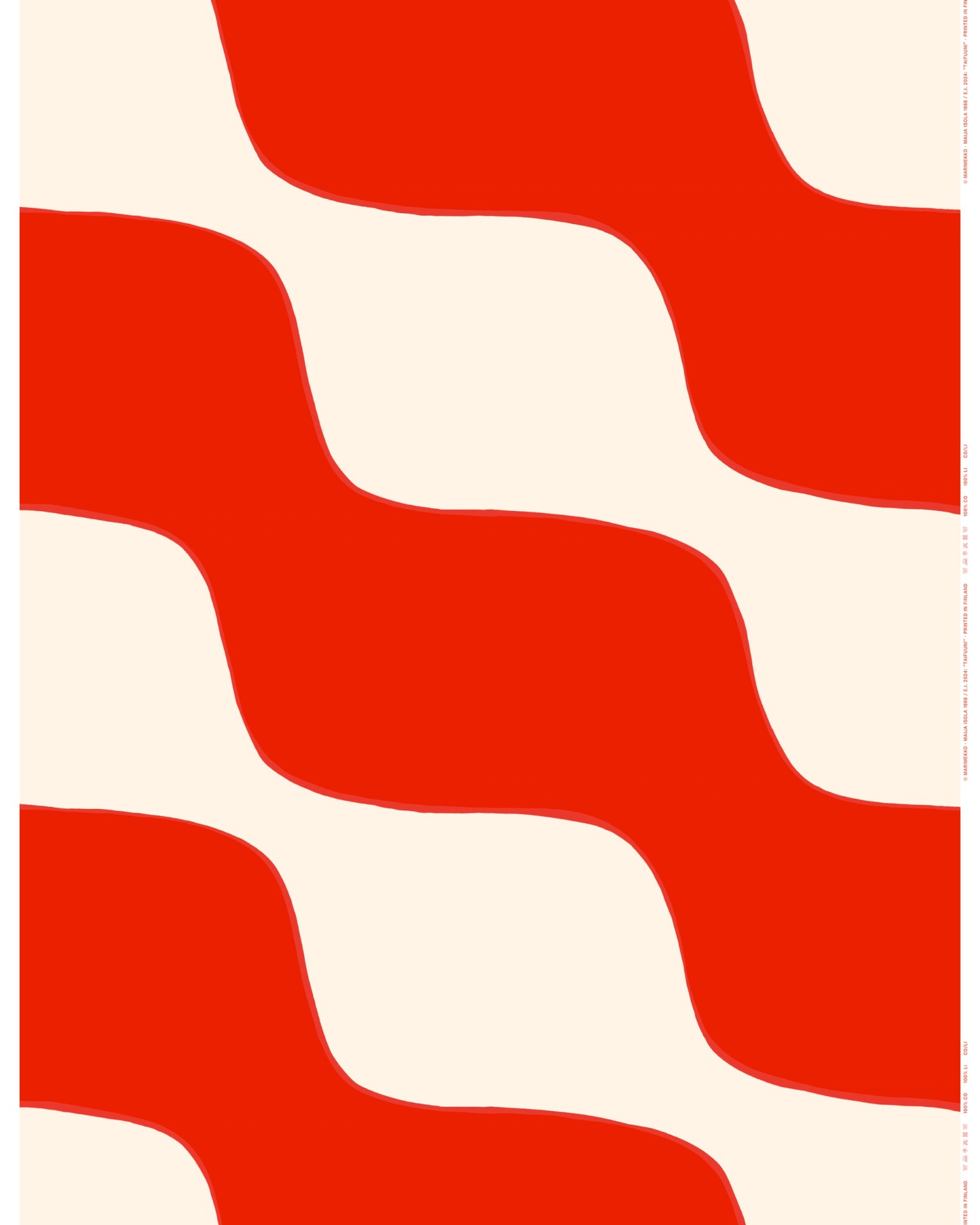 Taifuuni, Cotton fabric, natural white, orange red,