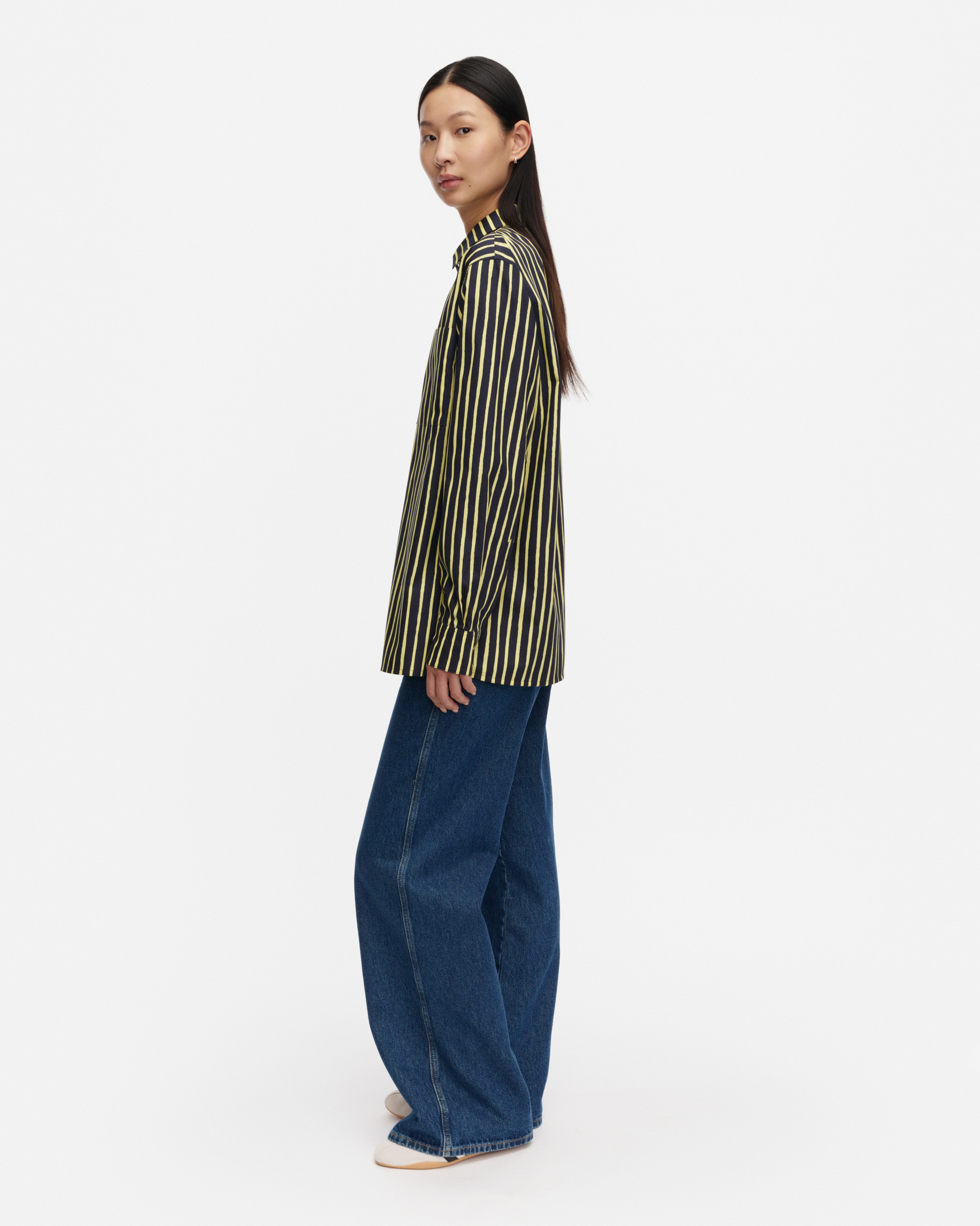 Jokapoika, Kioski cotton shirt, dark navy, yellow,