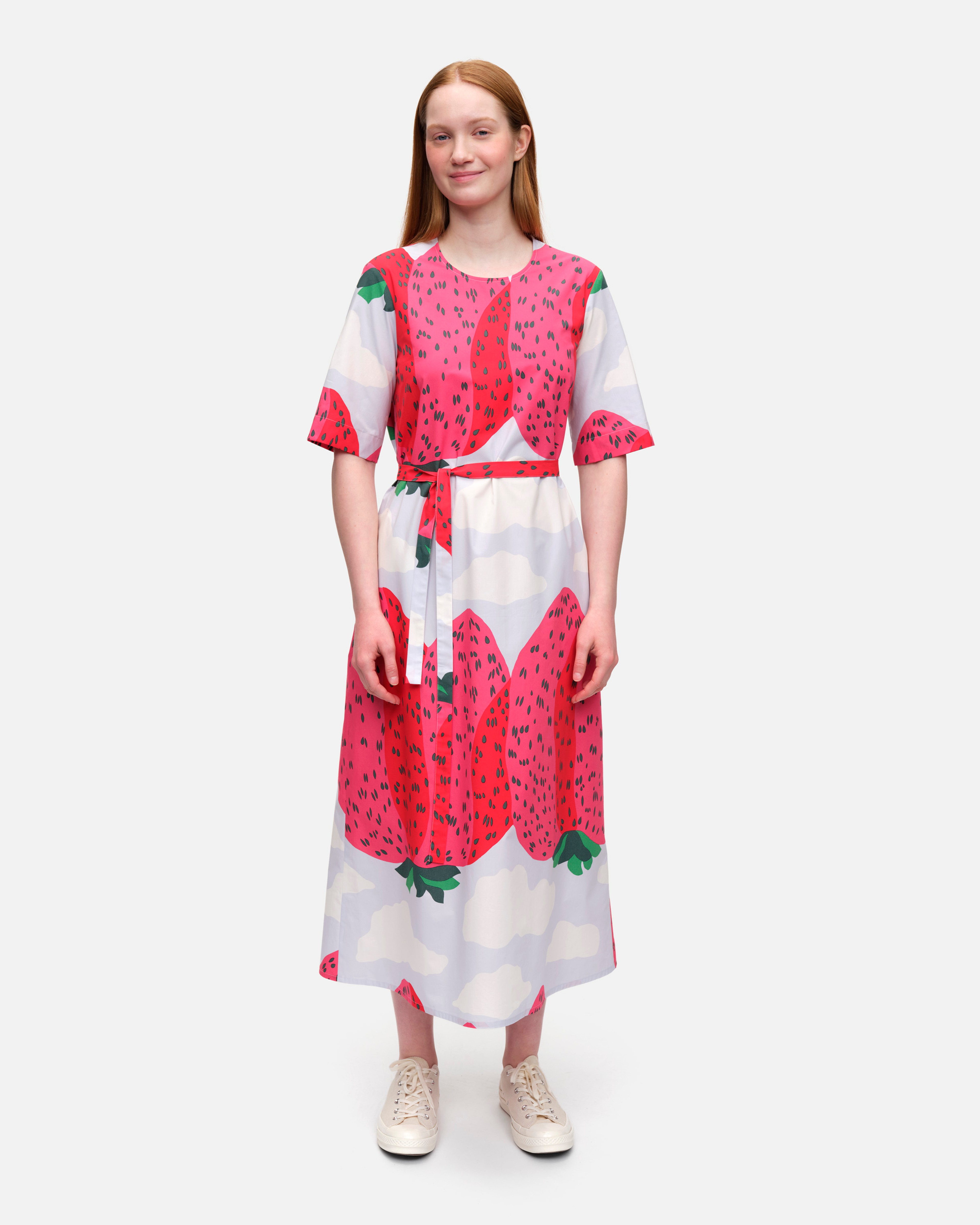 Kotelo Mansikkavuoret, Puuvillapopliinimekko, vaal.sininen, pinkki, vihreä,