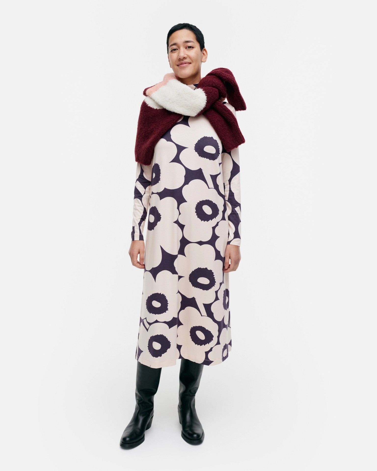 Cavea Unikko, Jersey dress, dark violet, light pink,