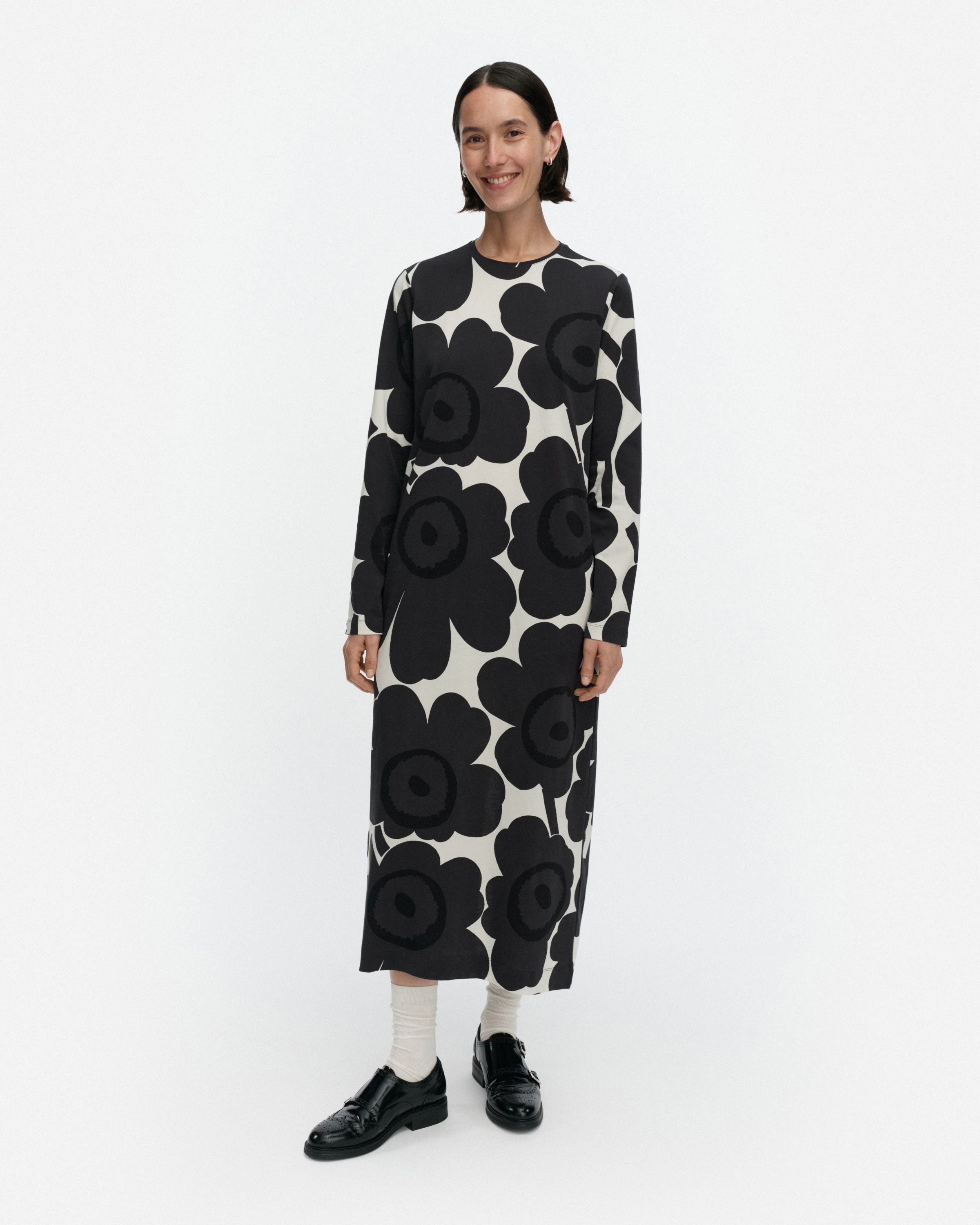 Luonti Unikko Dress off-white, dark grey, black | Marimekko