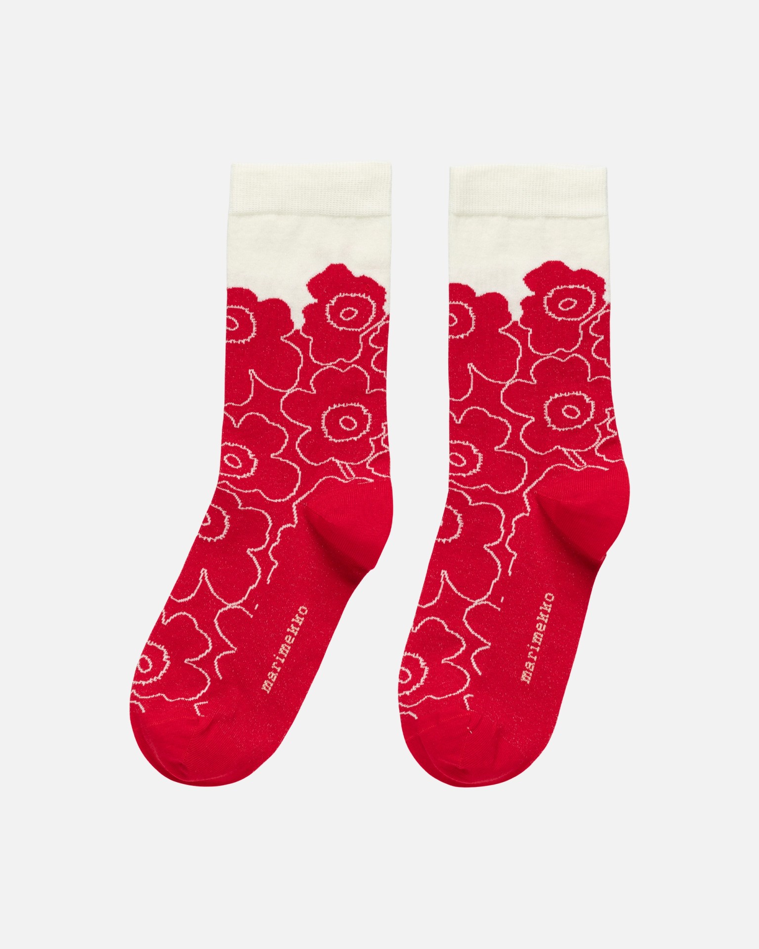 Linjaus Piirto Unikko, Socks, red, off white,