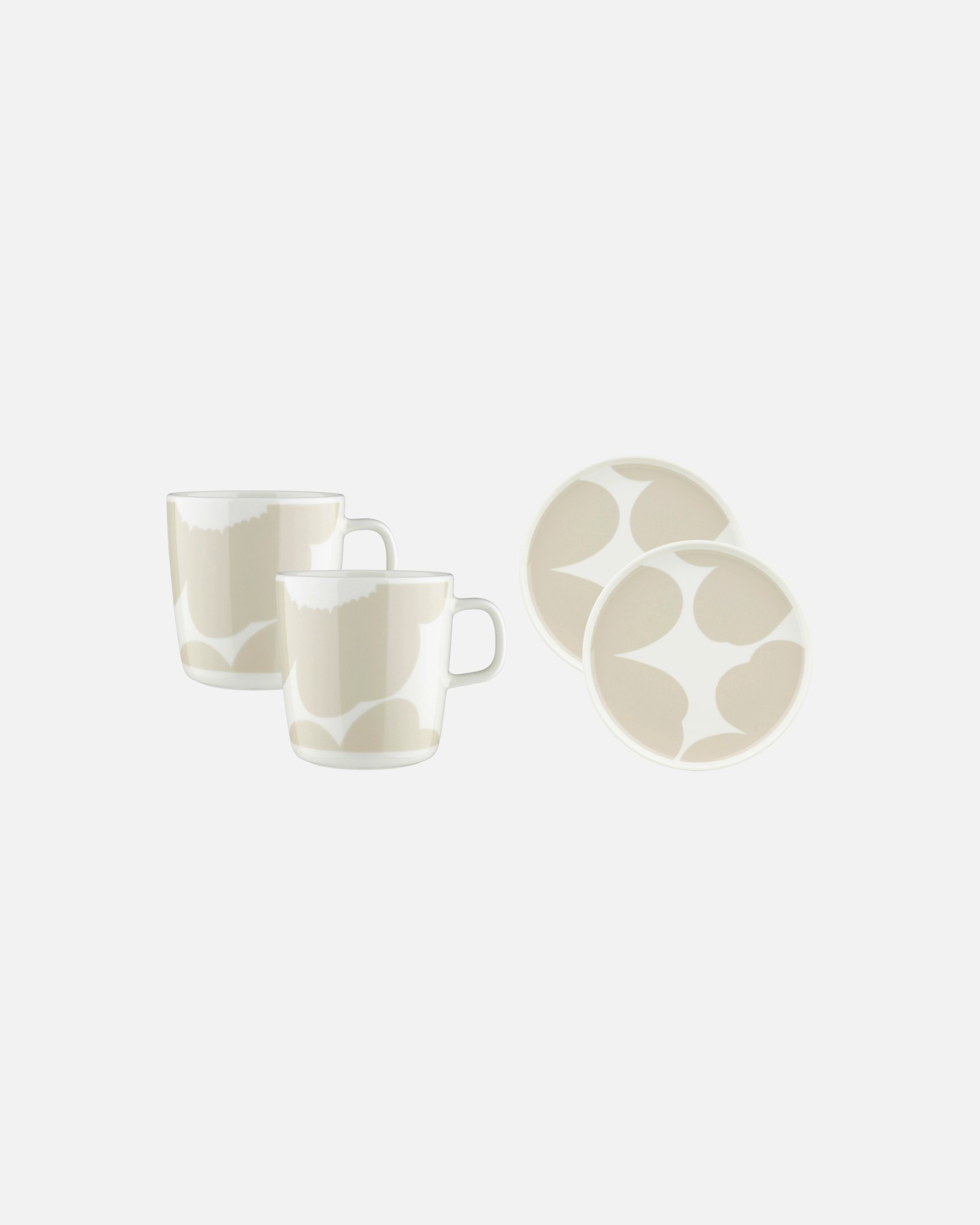 Oiva / Iso Unikko, Mugs and plates set, white, straw,