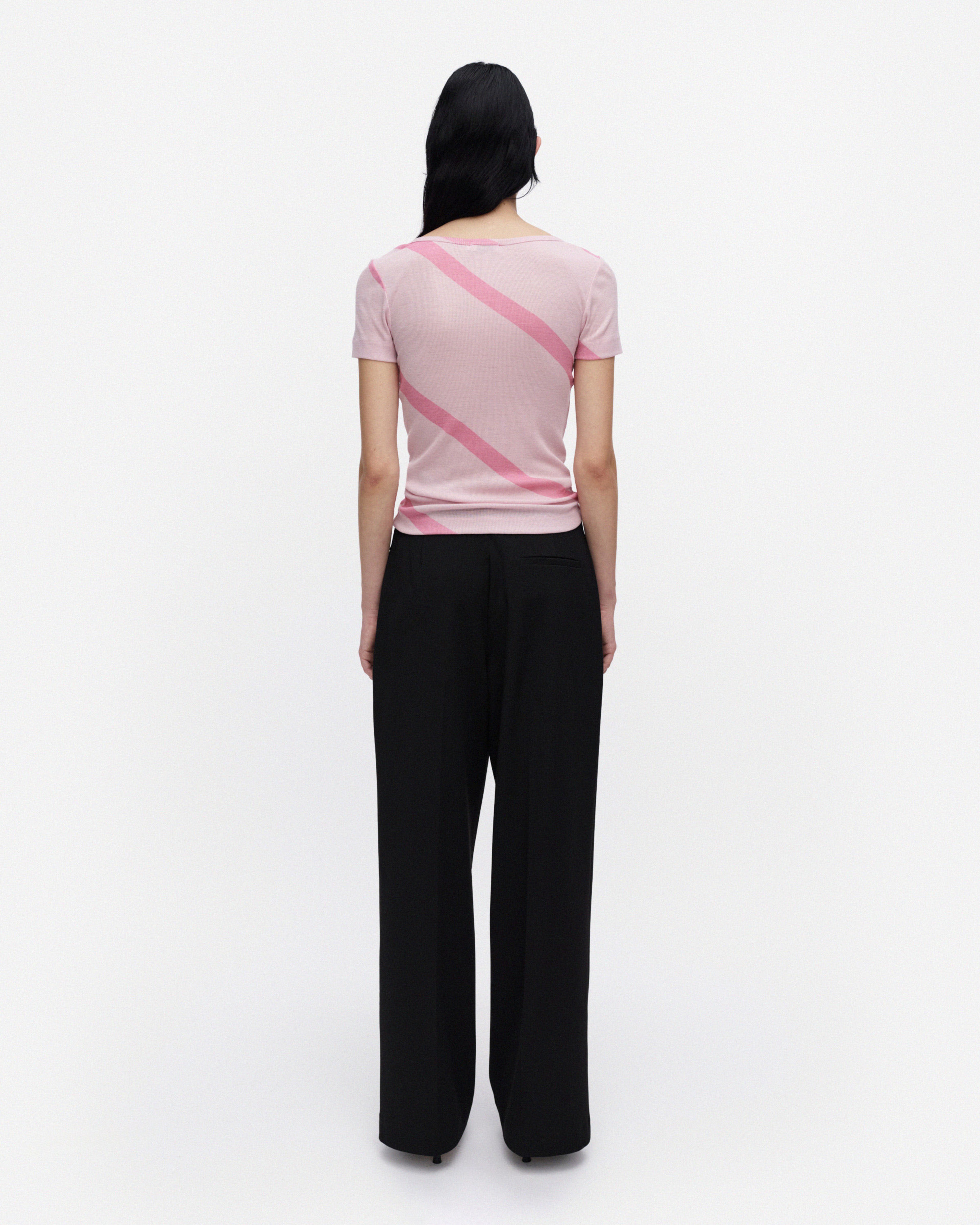 Liituma Basso, Wool rib t-shirt, light pink, rose,