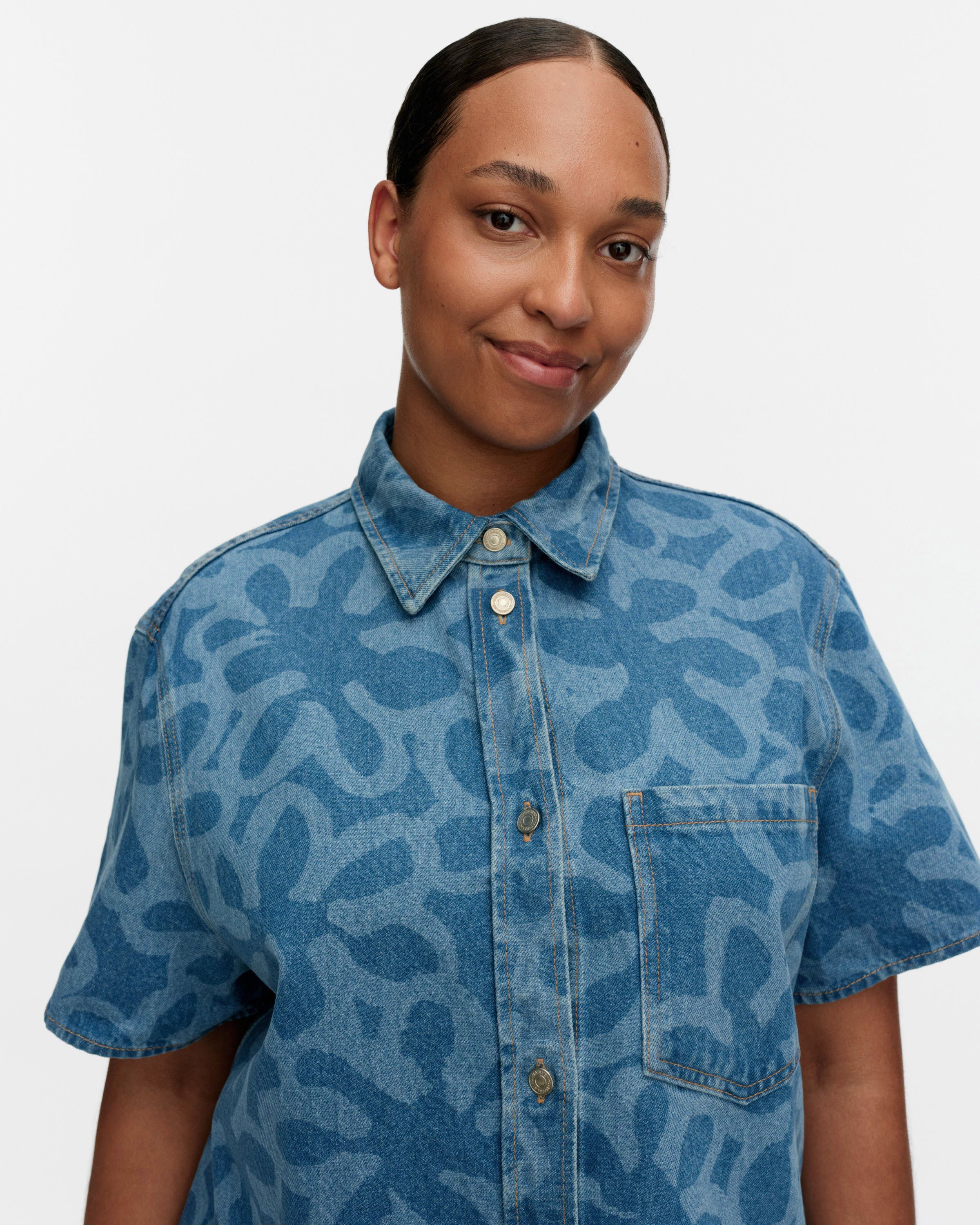 Maridenim Kuvata Kukka Shirt used indigo | Marimekko
