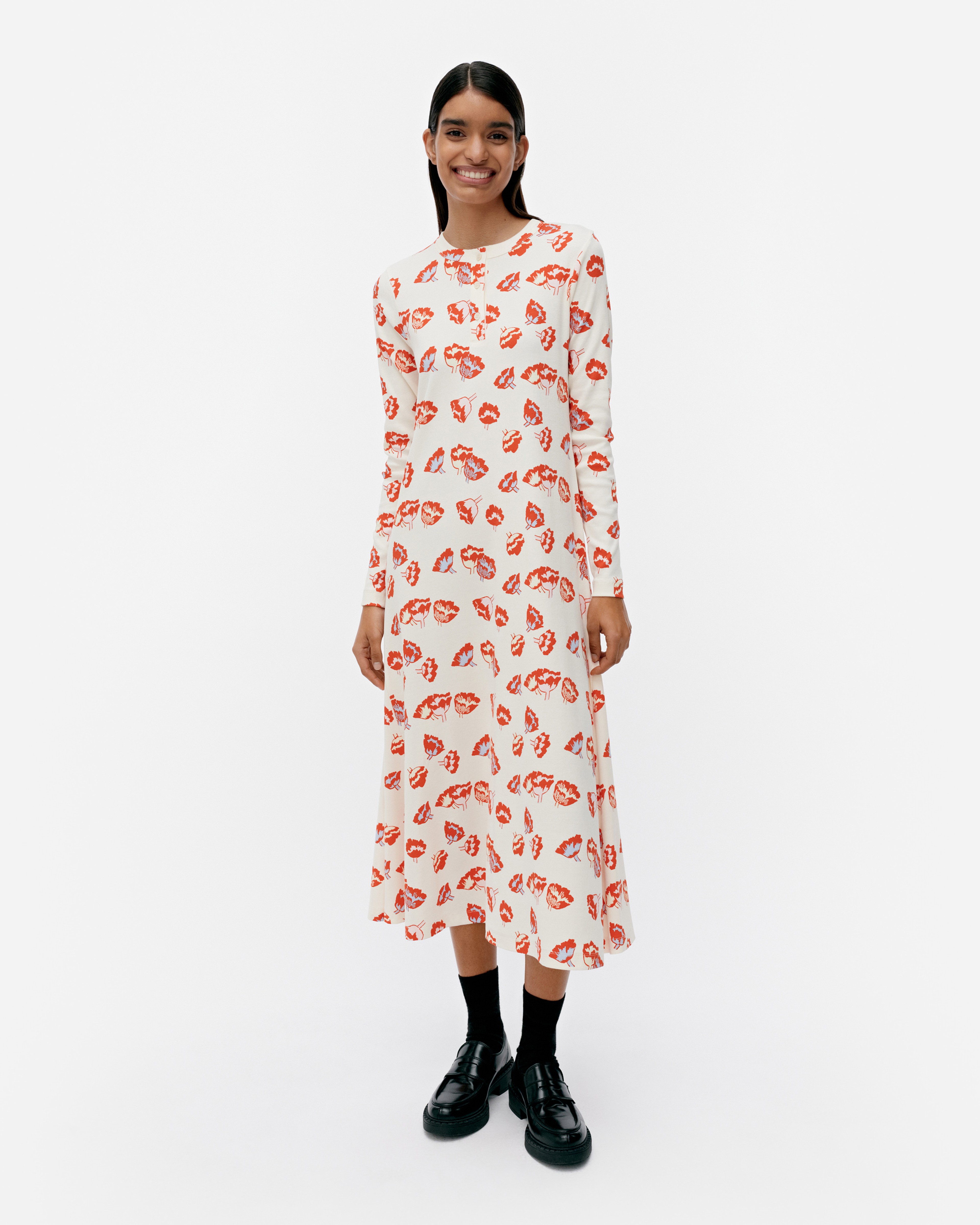 Kerrostus Suitsuke, Dress, off white, orange, light blue,