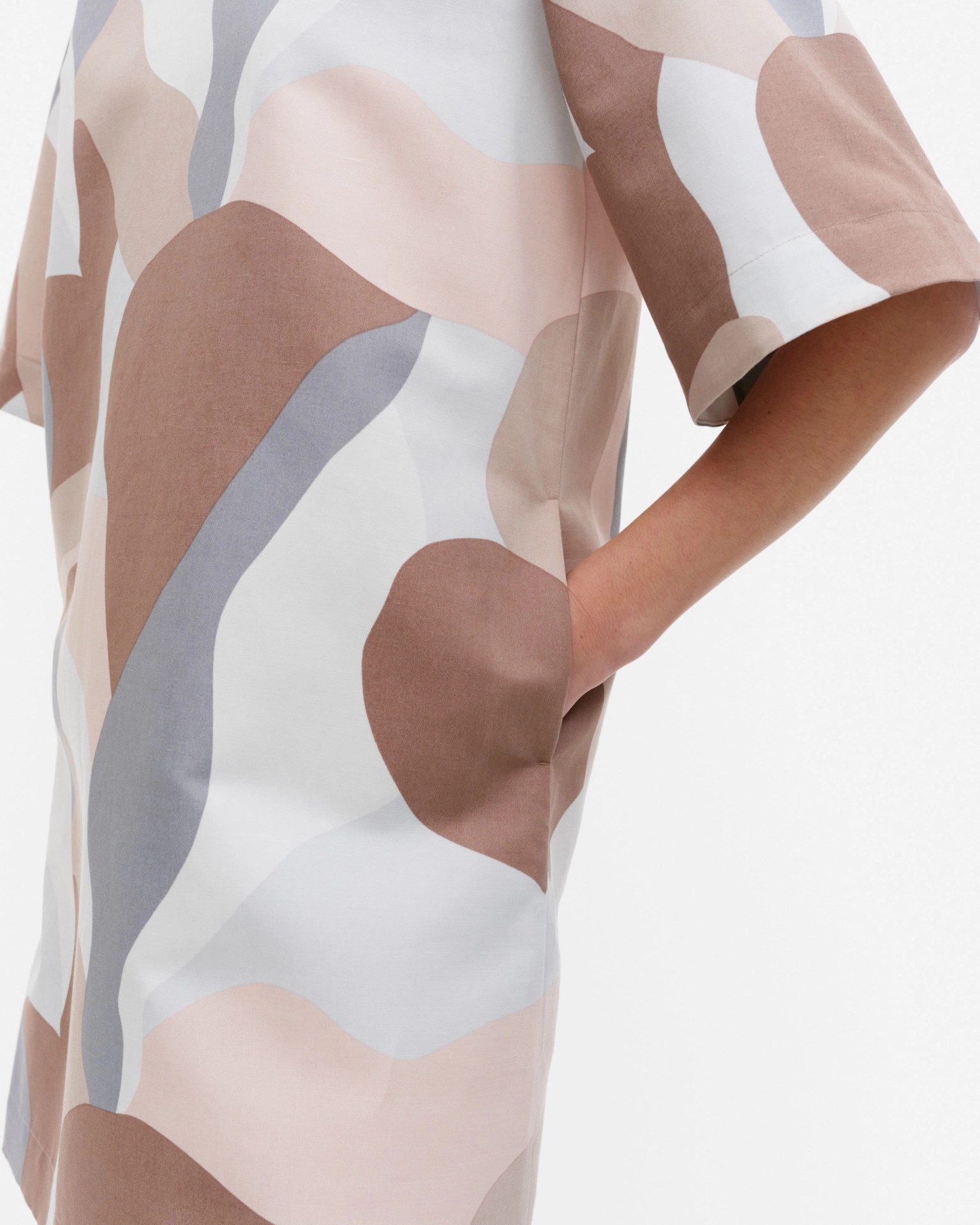 Liki Kamelia, Cotton linen dress, light rose, brown, grey,