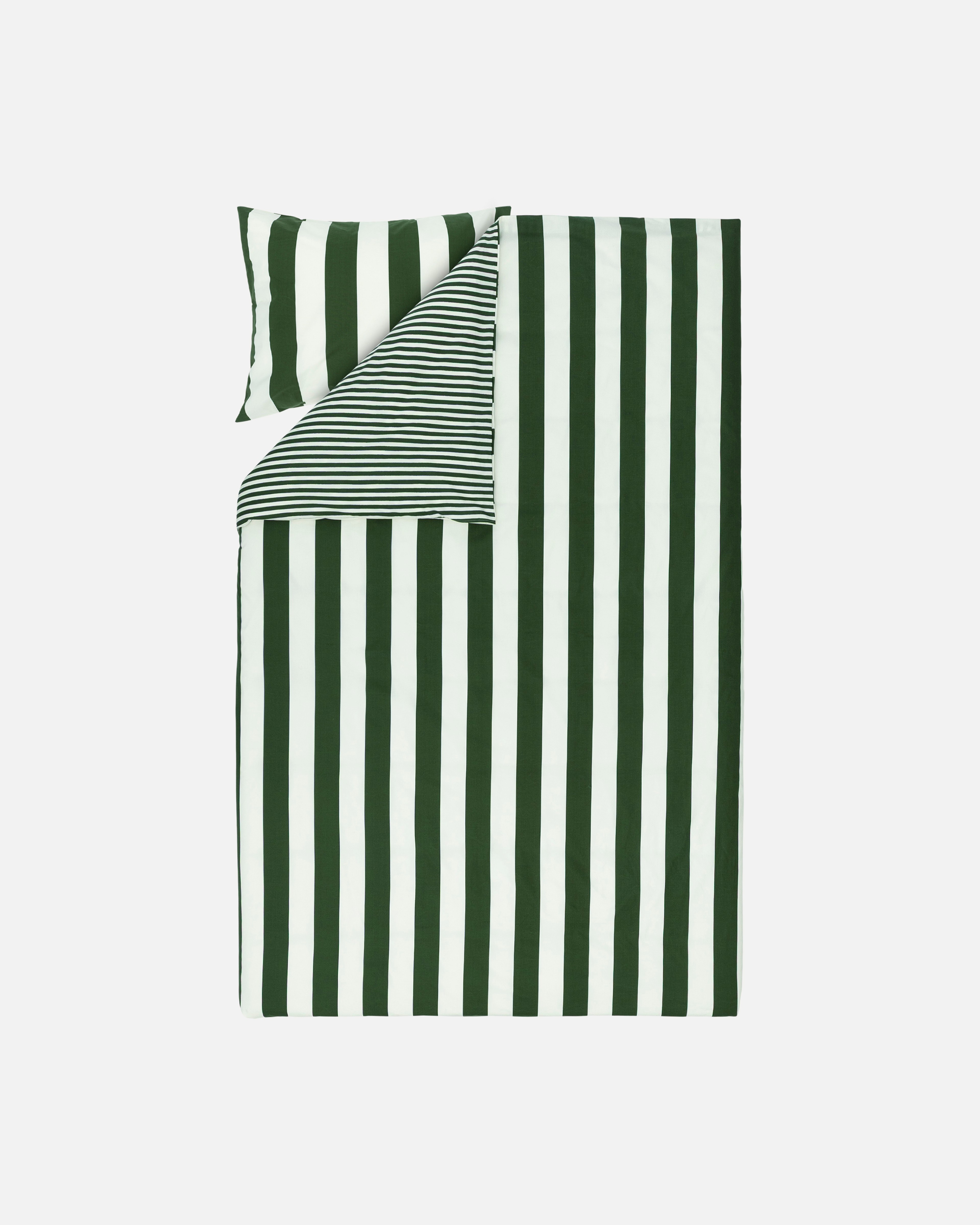 Korsi / Ujo, Duvet cover set 150x210 cm + 50x60 cm, dk.green, off white,