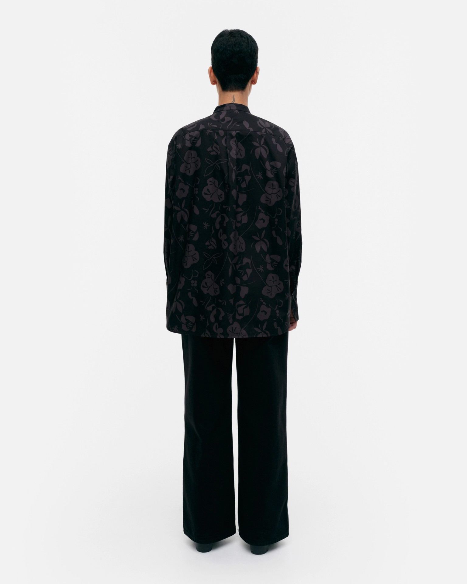 Heti Nokturno, Cotton poplin shirt, black, dark grey,