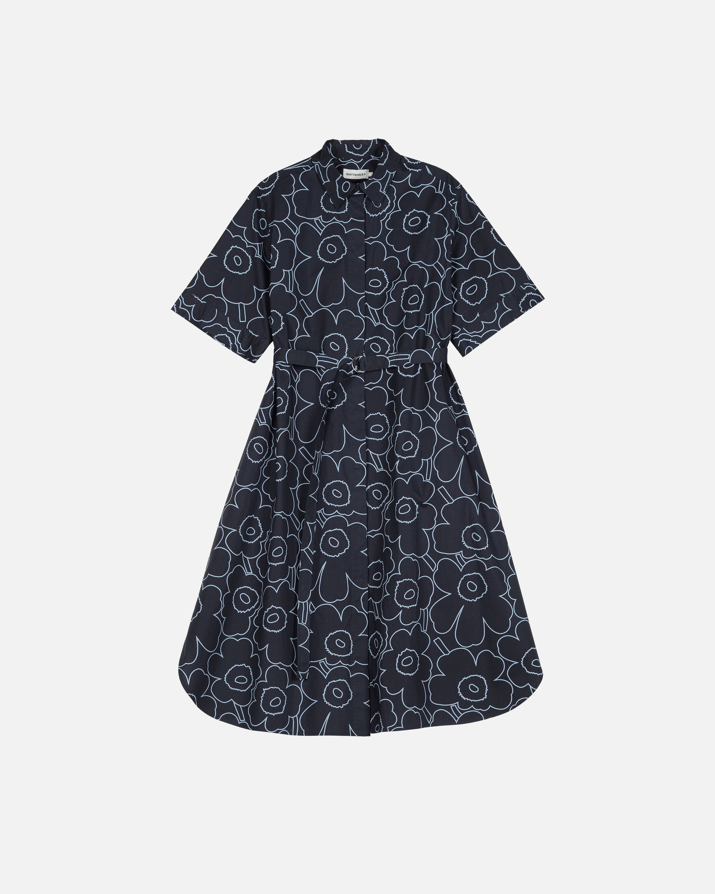 Popliini Piirto Unikko Dress dark blue, light blue | Marimekko