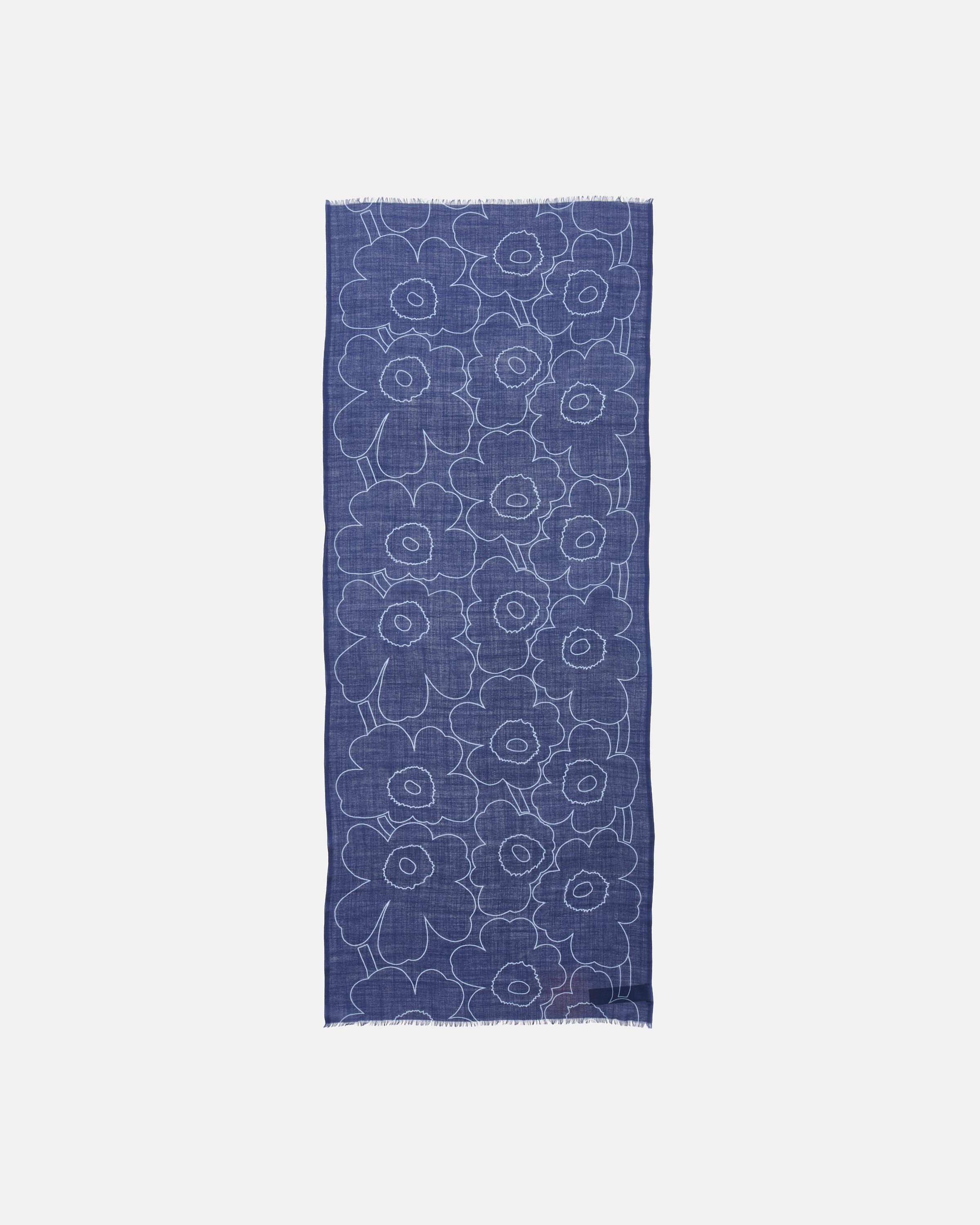 Fiore Piirto Unikko Scarf dark blue, light blue | Marimekko