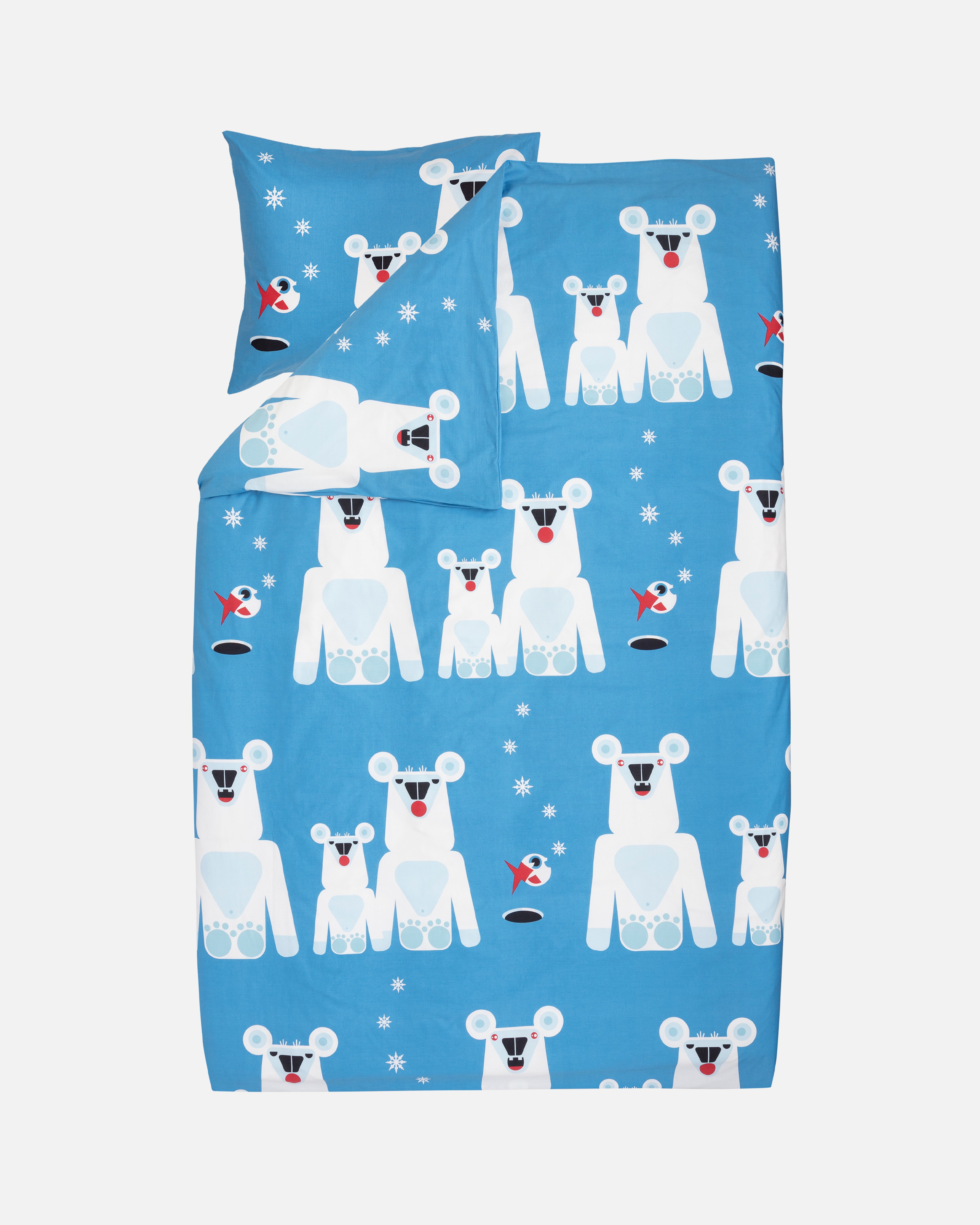 Jääkarhu, Pussilakanasetti PL 150x210 cm + TL 50x60 cm, sininen, valkoinen, v.sininen,