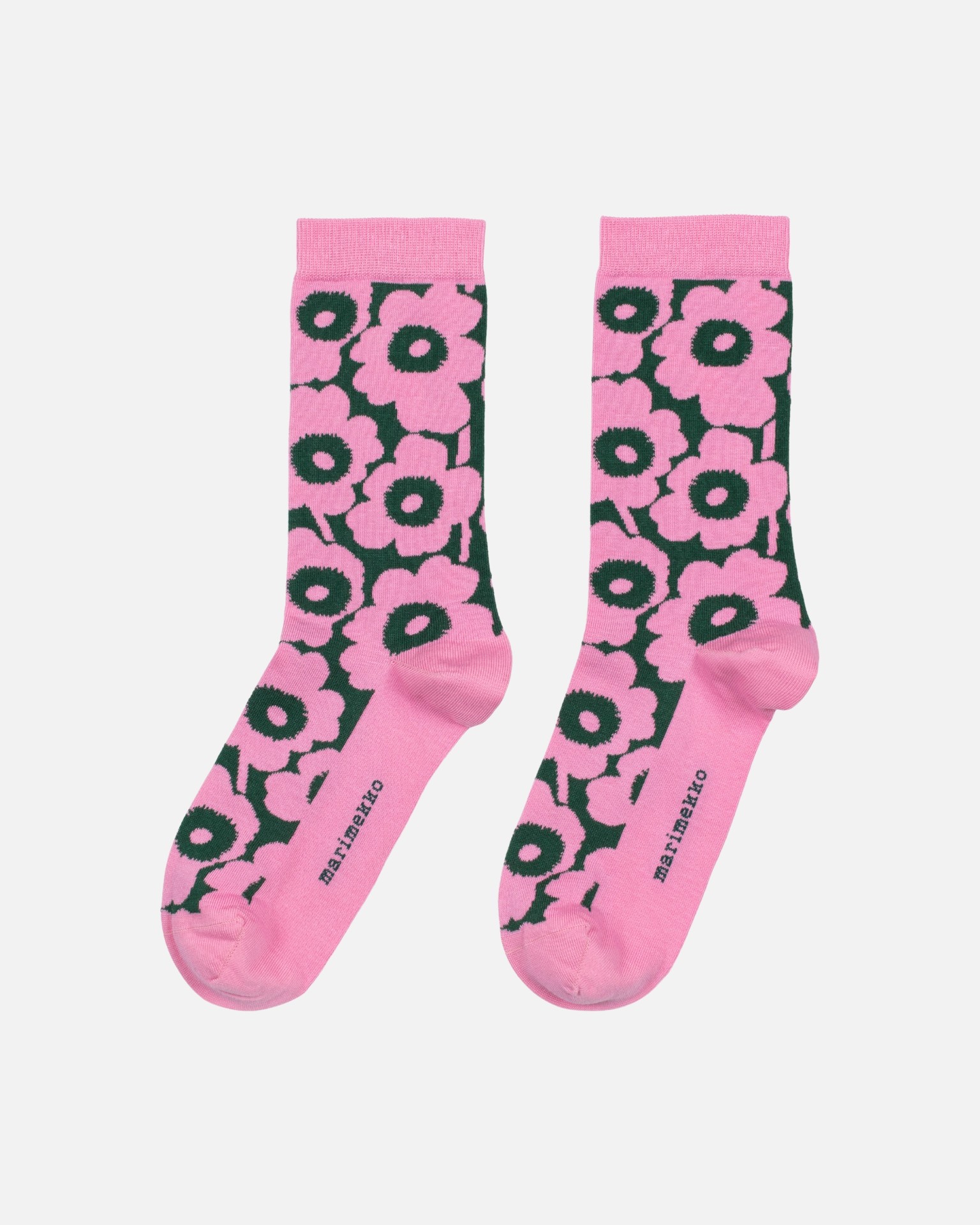 Linjaus Unikko, Socks, dark green, light pink,
