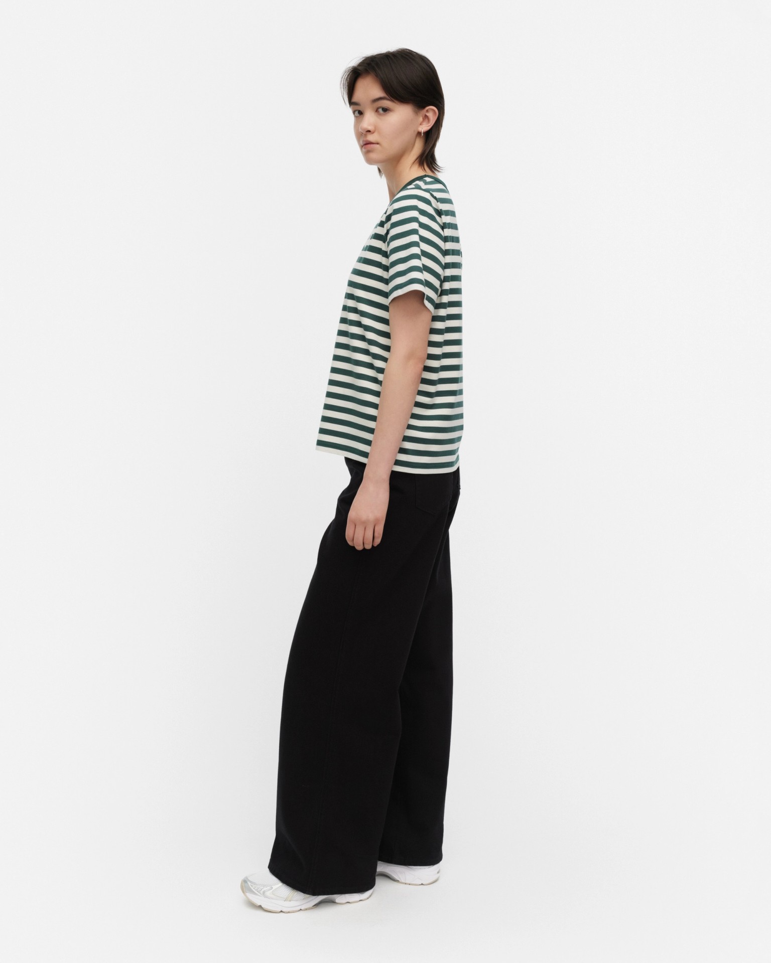 Tasaraita Unikko, Kioski t-shirt, dark green, off white,