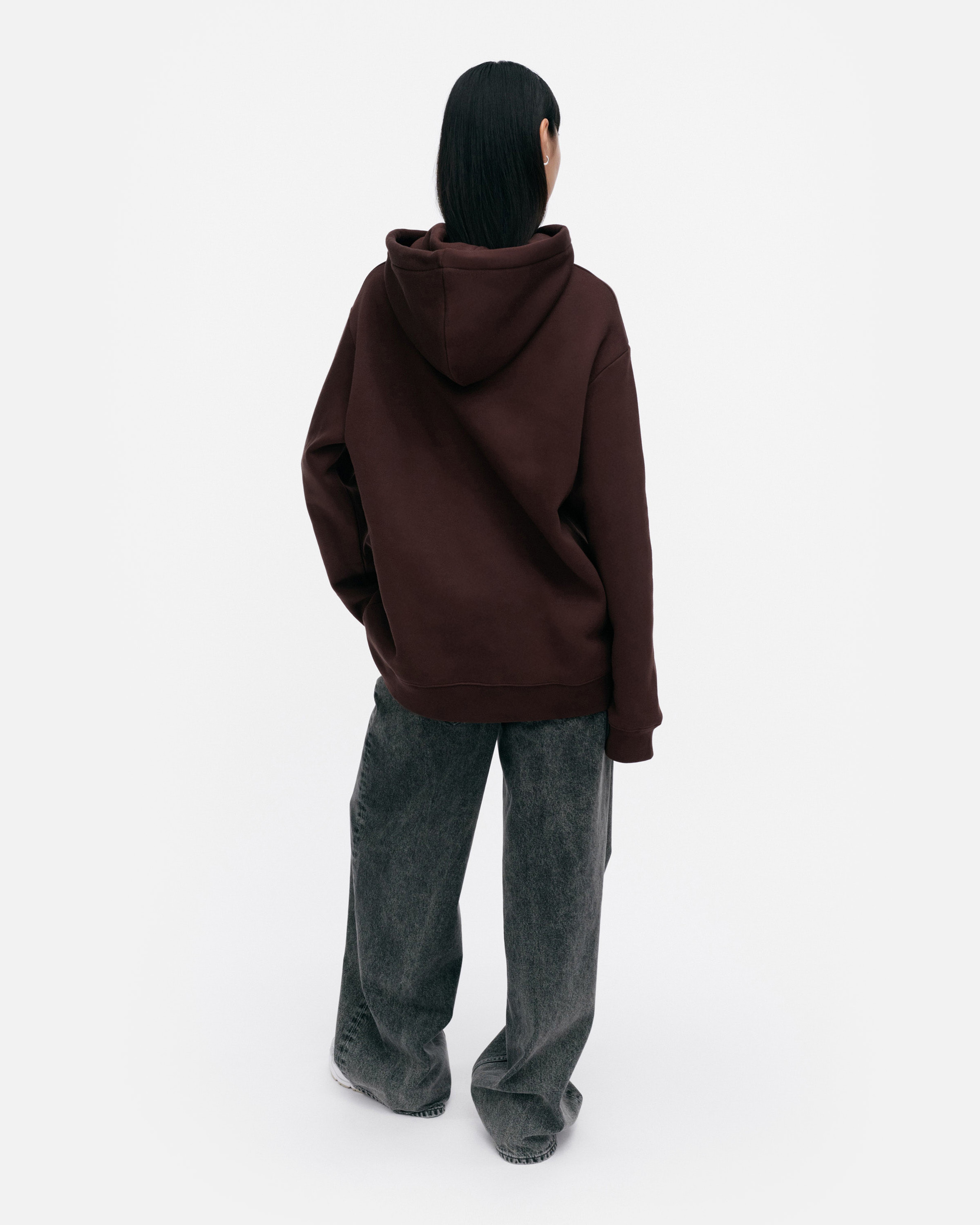 Runoja Unikko Placement, Kioski hoodie, dark brown, lilac,