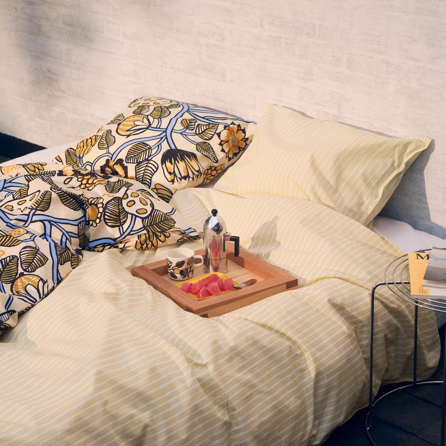 Bedding in Tiara and Piccolo print.