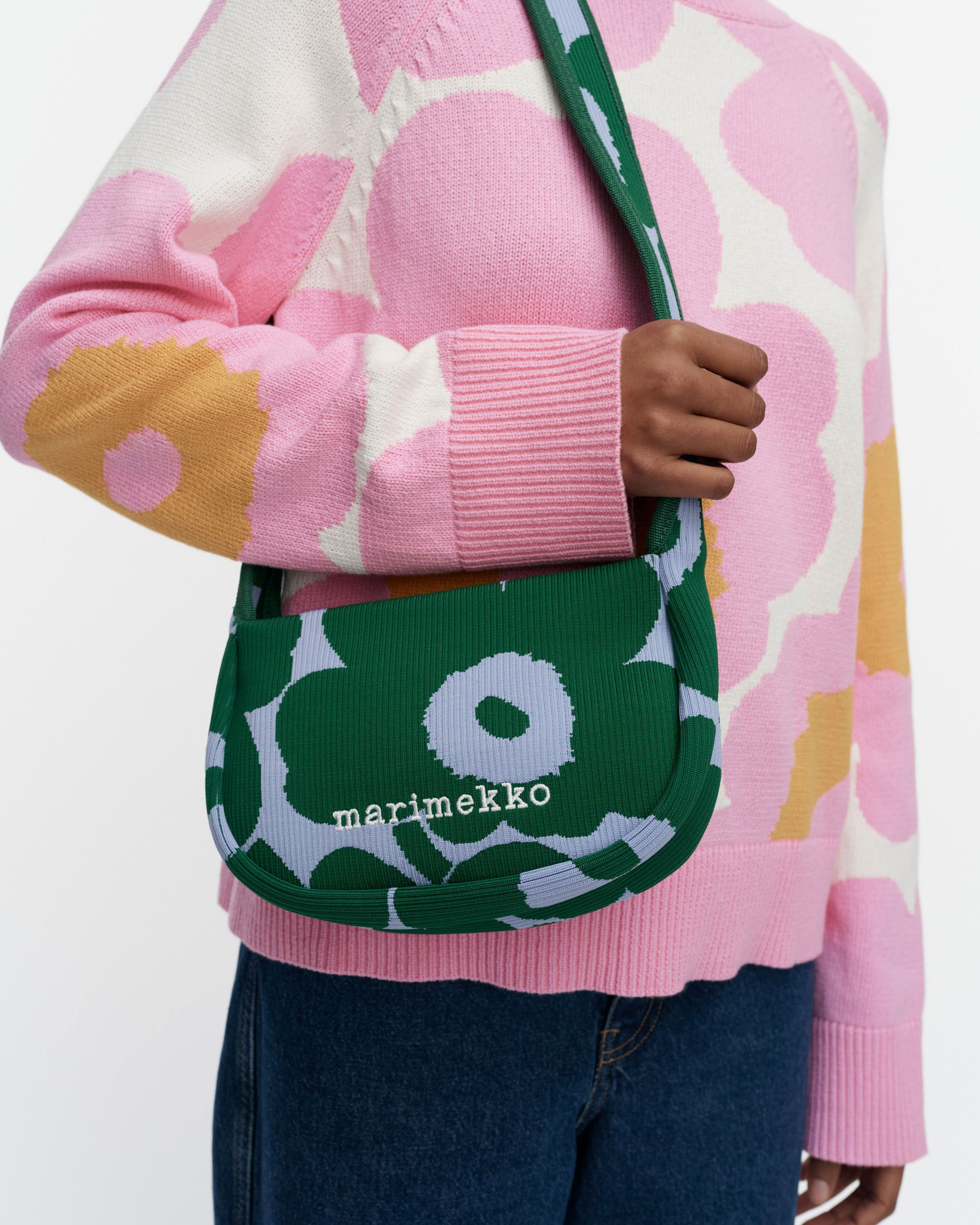 Knitted Crossbody Unikko, Shoulder bag, dark green, blue,