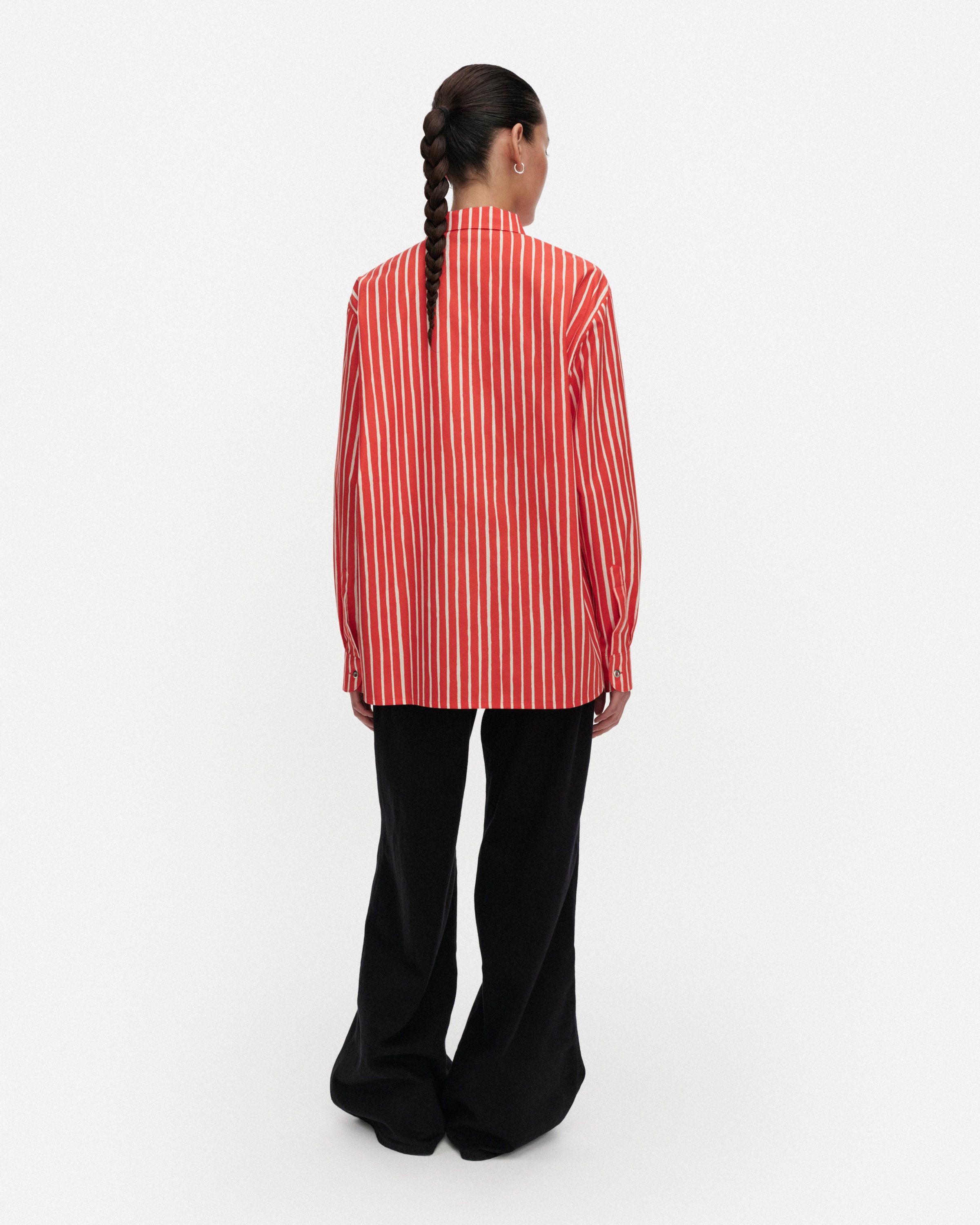 Jokapoika Kioski cotton shirt red, off white | Marimekko
