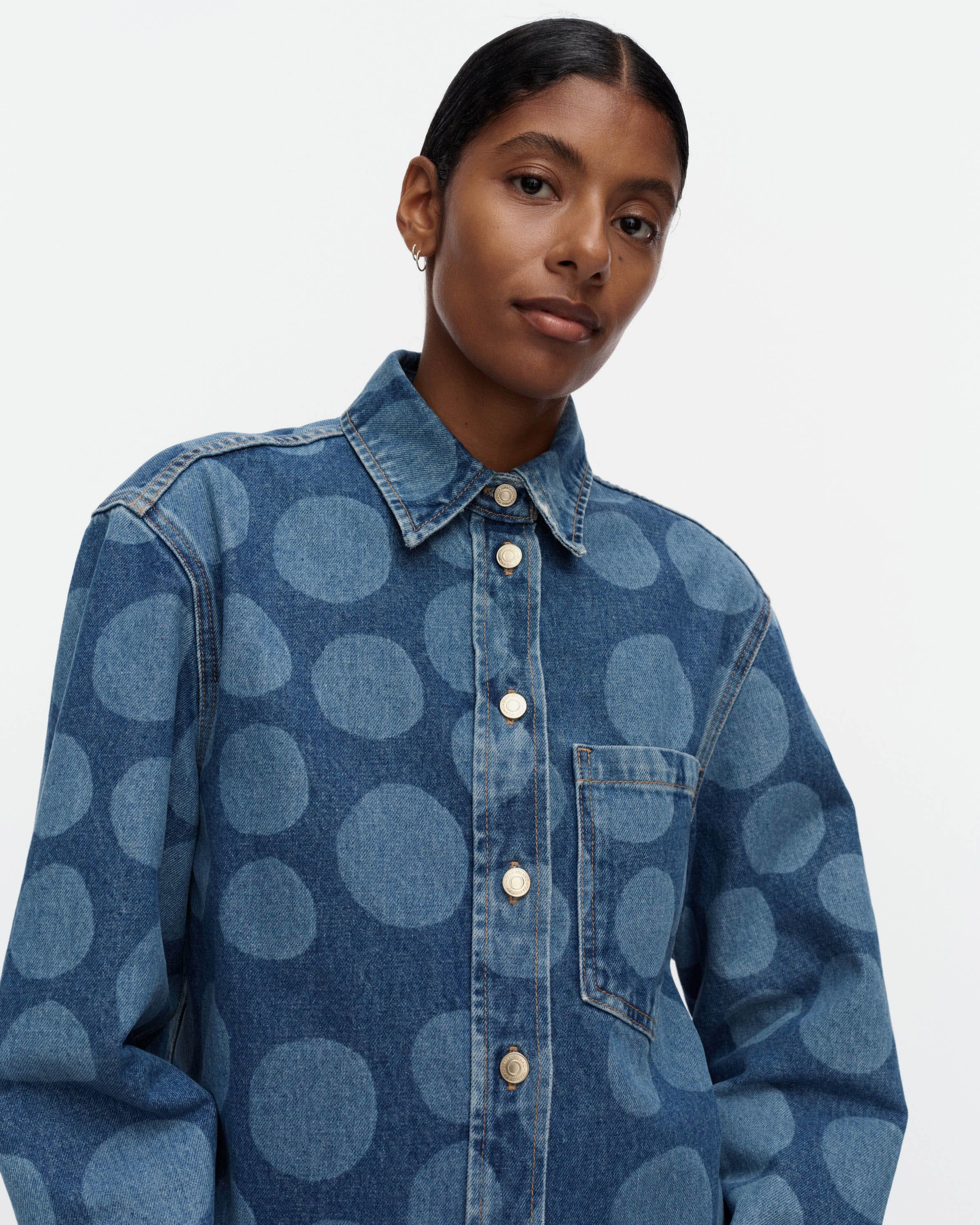 Uudestaan Unikko Blouse off white, light grey | Marimekko