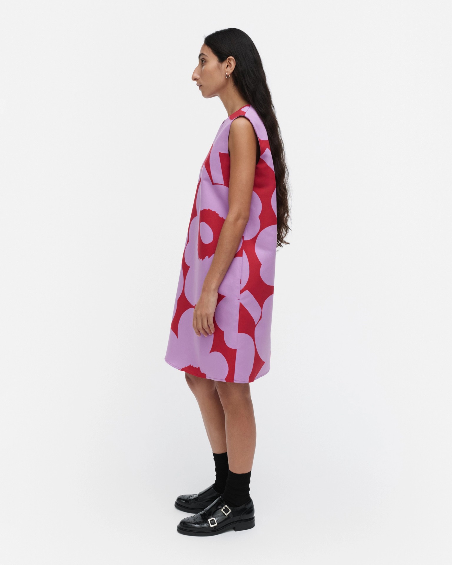 Sopiva Unikko, Cotton linen dress, purple, red,